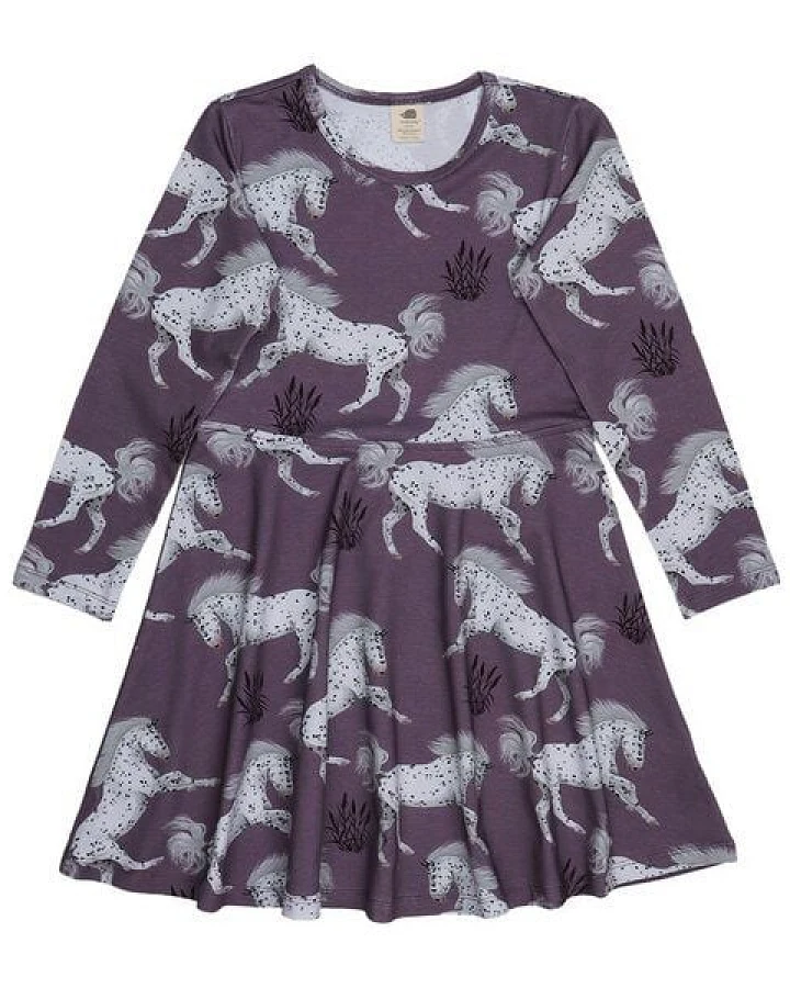 Langarmkleid Lila Schimmel-Allover Bio-Baumwolle GOTS – Walkiddy