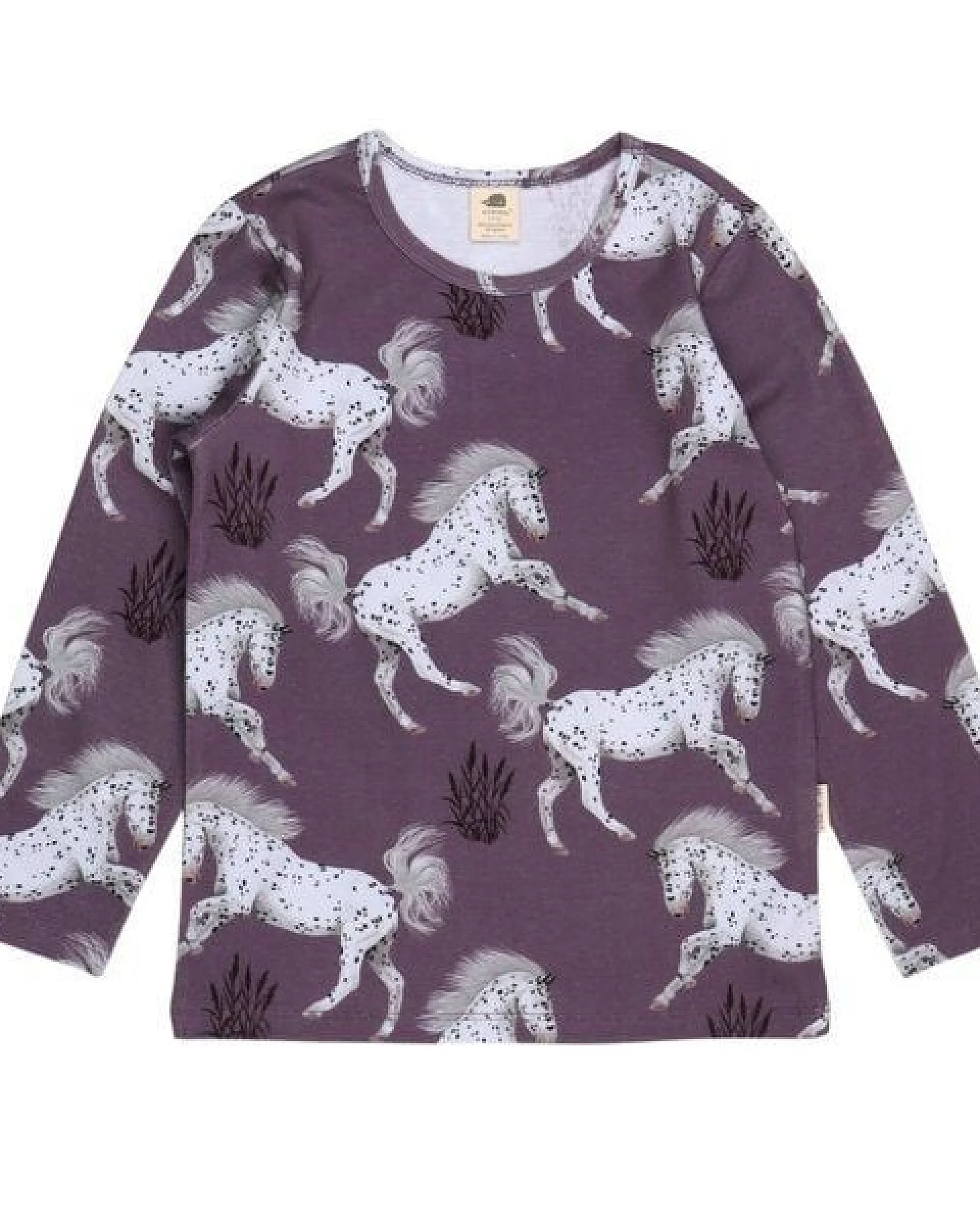 Kinder Langarmshirt Schimmel Bio-Baumwolle – GOTS-zertifiziertes Walkiddy Shirt mit Pferde-Print, weich, atmungsaktiv & ideal für Pferdefans – Ansicht 2