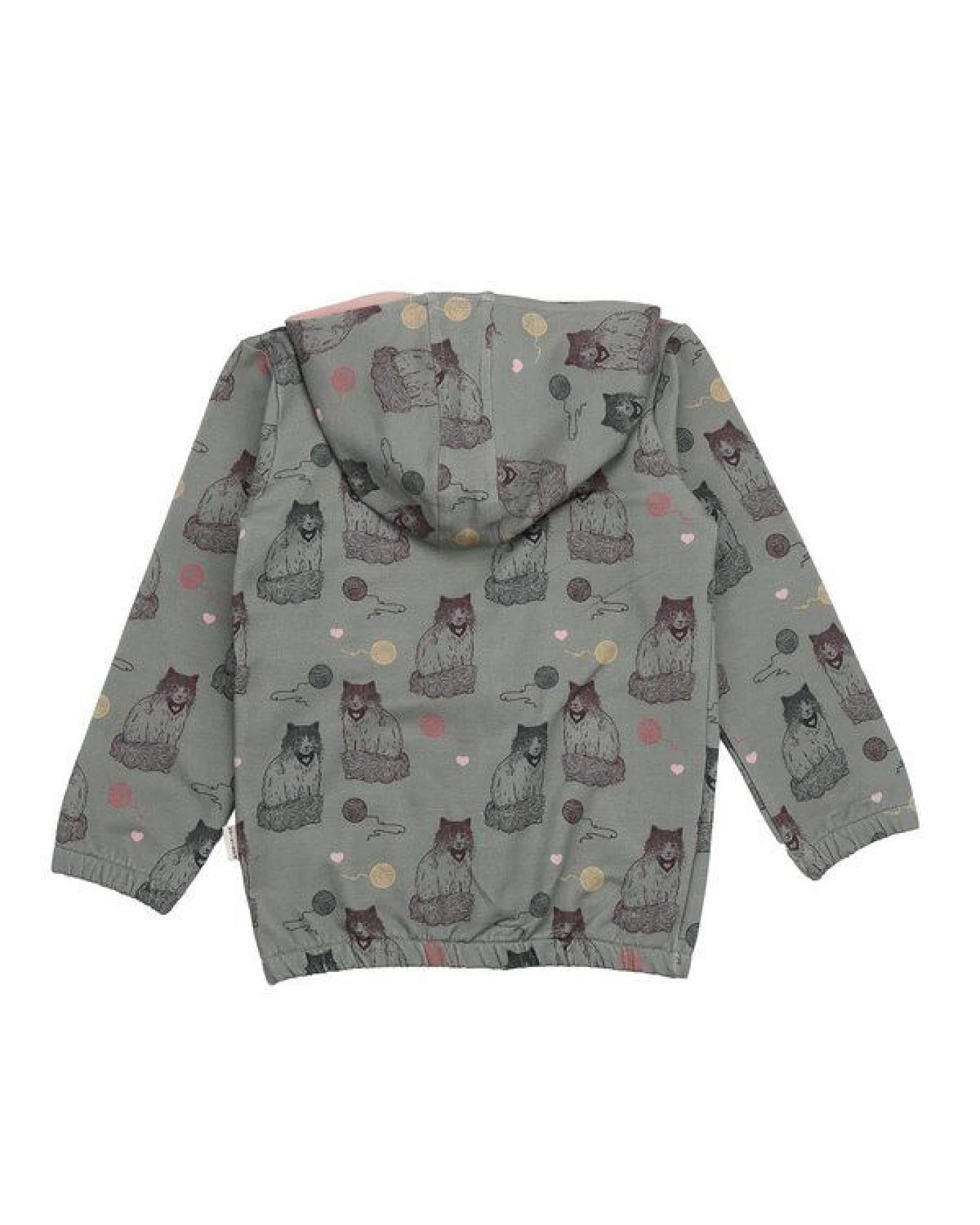 Kinder Sweatjacke GOTS-zertifiziert aus Bio-Baumwolle, grau mit Katzen-Print, Kapuze & Reißverschluss – Walkiddy, weicher Alltagsbegleiter – Ansicht 3