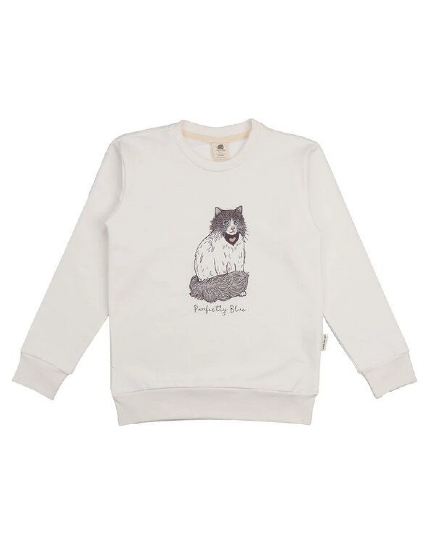 Kinder Sweatshirt – Cremeweiß mit Katzenmotiv, weich & bequem, wärmend, alltagstauglich, gut kombinierbar – Ansicht 2