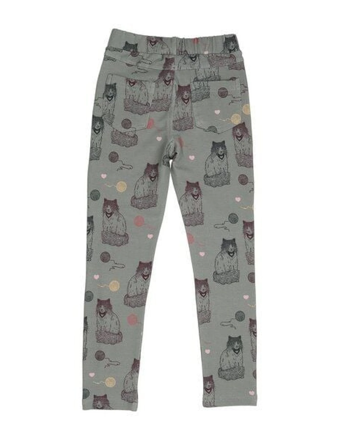 Kinder Sweat-Leggings GOTS-zertifiziert aus Bio-Baumwolle, grau mit Katzen-Print, elastischer Bund – Walkiddy, weich & bequem für jeden Tag – Ansicht 3