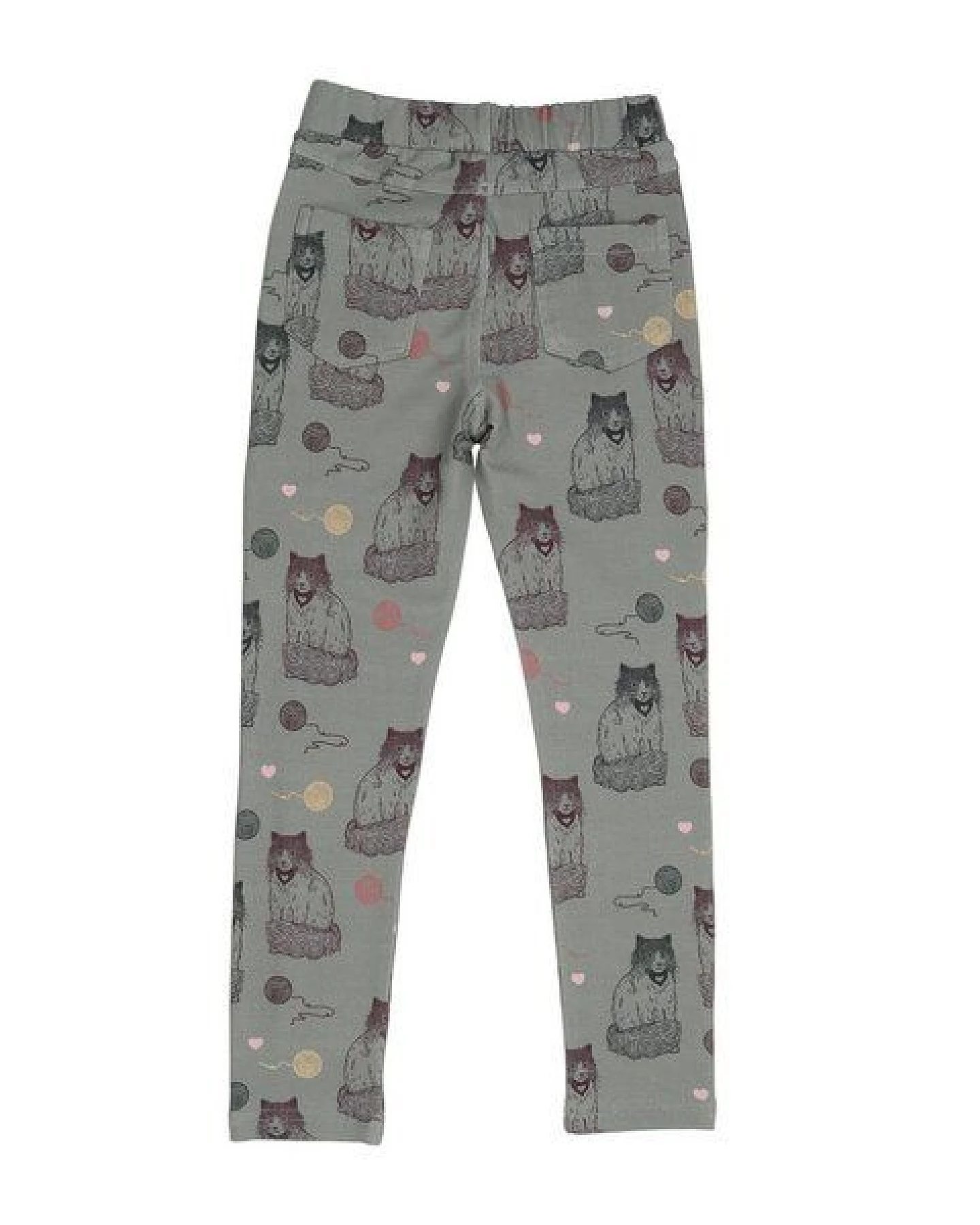 Kinder Sweat-Leggings GOTS-zertifiziert aus Bio-Baumwolle, grau mit Katzen-Print, elastischer Bund – Walkiddy, weich & bequem für jeden Tag – Ansicht 3