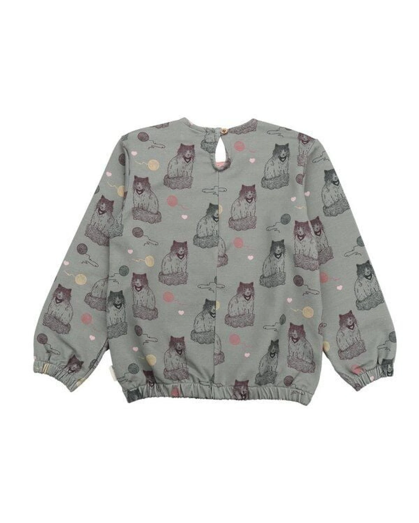 Kinder Sweatshirt GOTS-zertifiziert aus Bio-Baumwolle, grau mit Katzen-Print, langarm – Walkiddy, weich, hautfreundlich & alltagstauglich – Ansicht 4