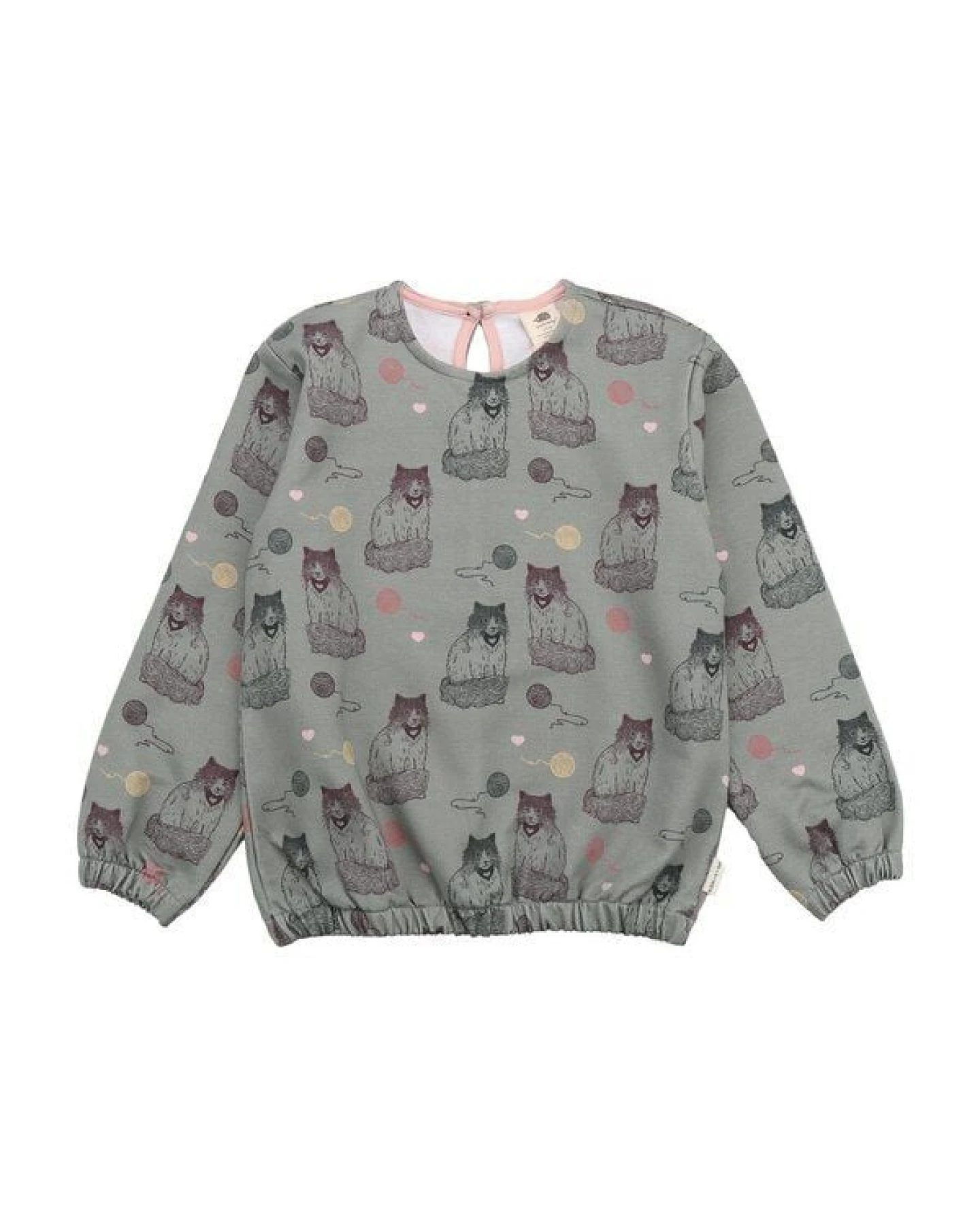Kinder Sweatshirt GOTS-zertifiziert aus Bio-Baumwolle, grau mit Katzen-Print, langarm – Walkiddy, weich, hautfreundlich & alltagstauglich – Ansicht 3