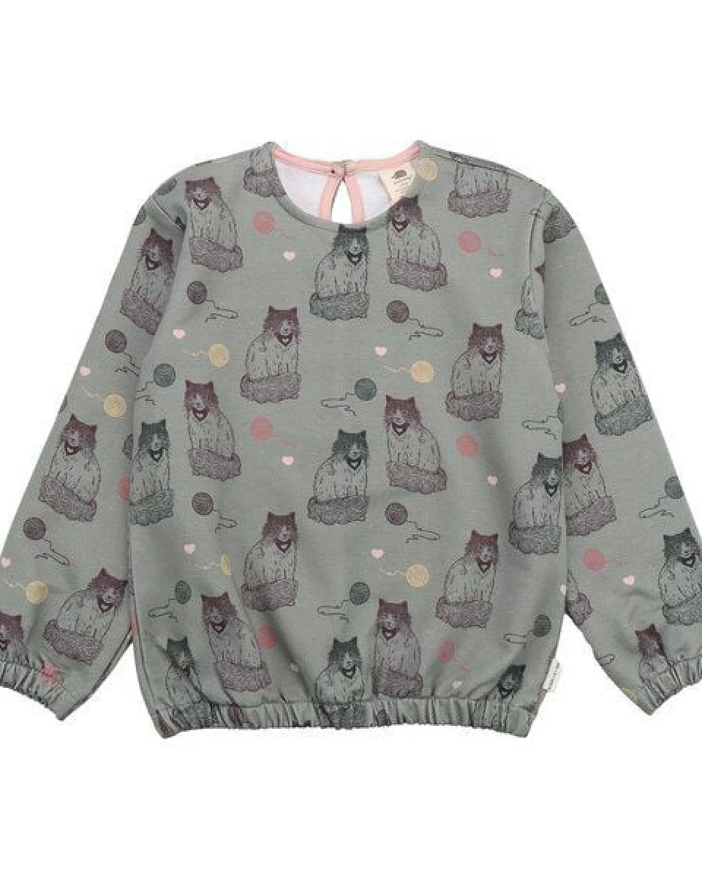 Kinder Sweatshirt GOTS-zertifiziert aus Bio-Baumwolle, grau mit Katzen-Print, langarm – Walkiddy, weich, hautfreundlich & alltagstauglich – Ansicht 3