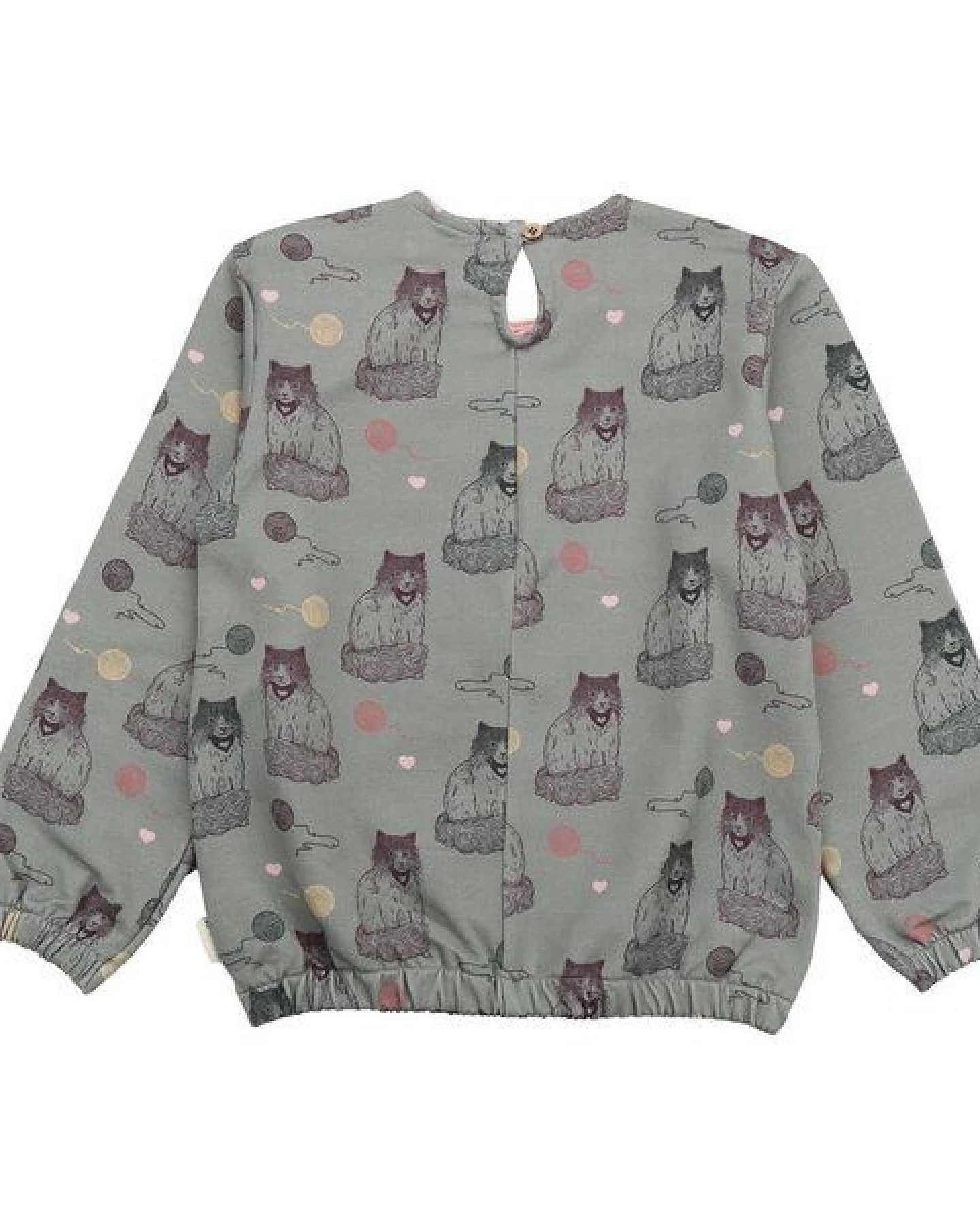 Kinder Sweatshirt GOTS-zertifiziert aus Bio-Baumwolle, grau mit Katzen-Print, langarm – Walkiddy, weich, hautfreundlich & alltagstauglich – Ansicht 4