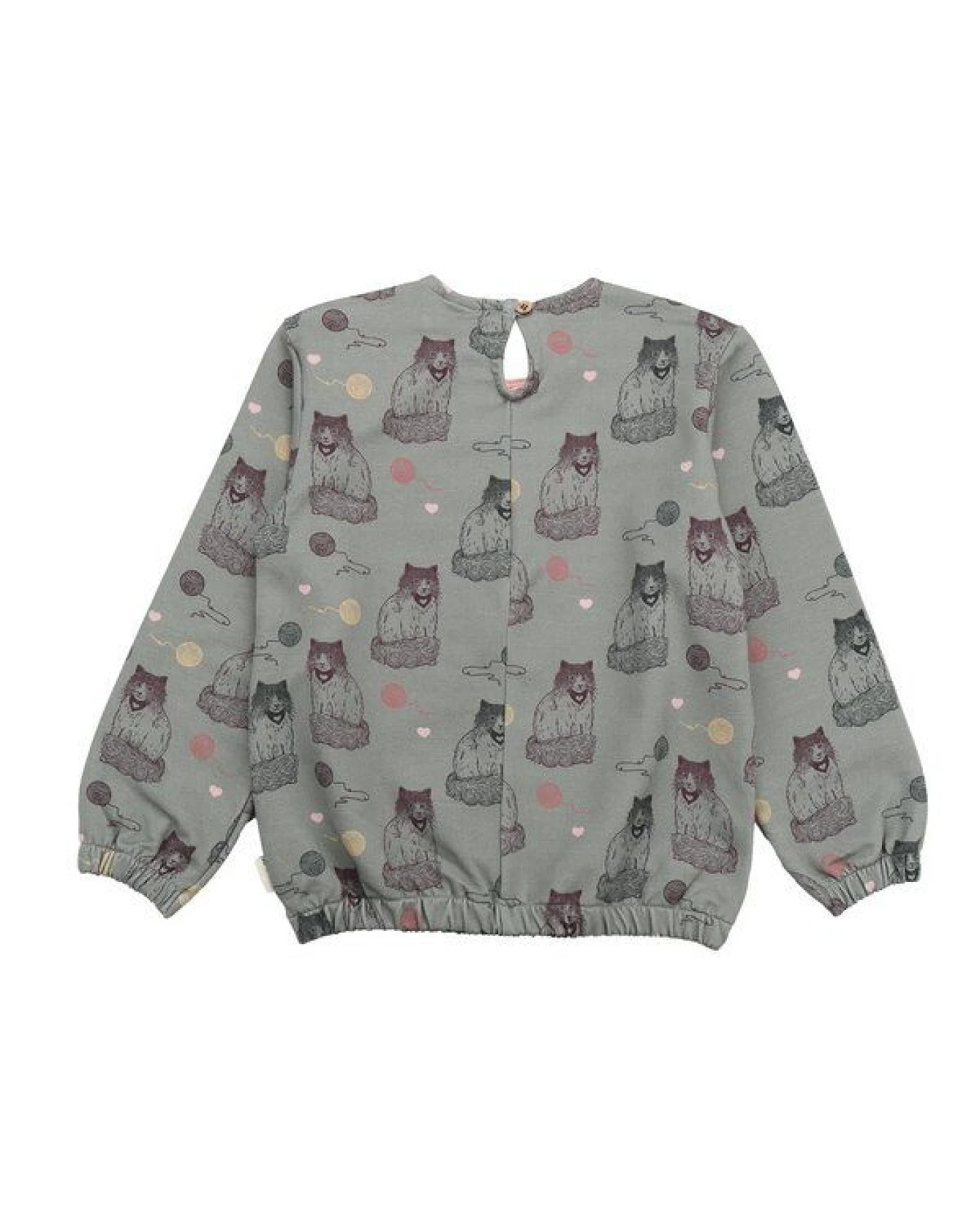 Kinder Sweatshirt GOTS-zertifiziert aus Bio-Baumwolle, grau mit Katzen-Print, langarm – Walkiddy, weich, hautfreundlich & alltagstauglich – Ansicht 4