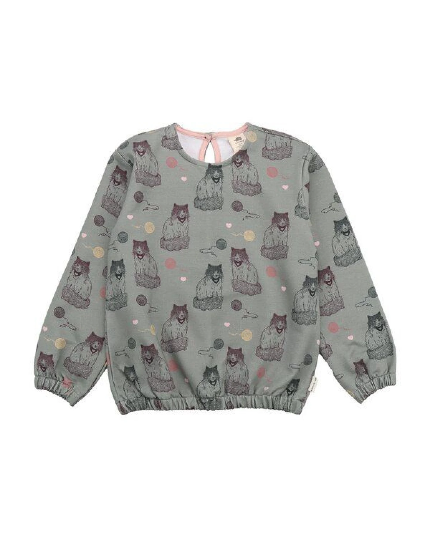 Kinder Sweatshirt GOTS-zertifiziert aus Bio-Baumwolle, grau mit Katzen-Print, langarm – Walkiddy, weich, hautfreundlich & alltagstauglich – Ansicht 3