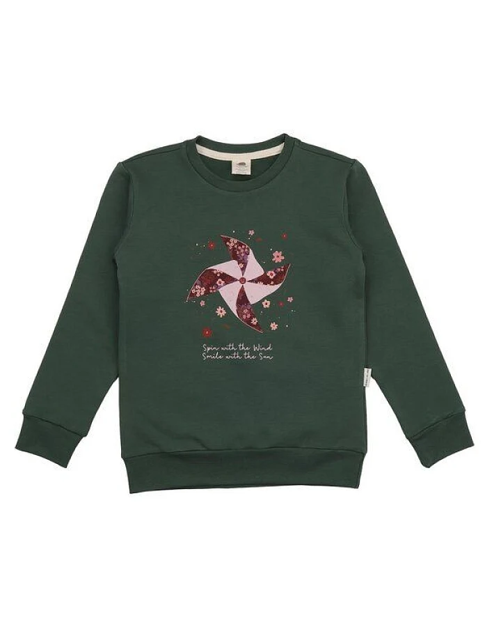 Walkiddy Sweatshirt Kinder Baumwolle The Secret Garden, weiches Rundhals Sweat mit Blumen Print für Schule, Spielplatz & Freizeit – Cotokids