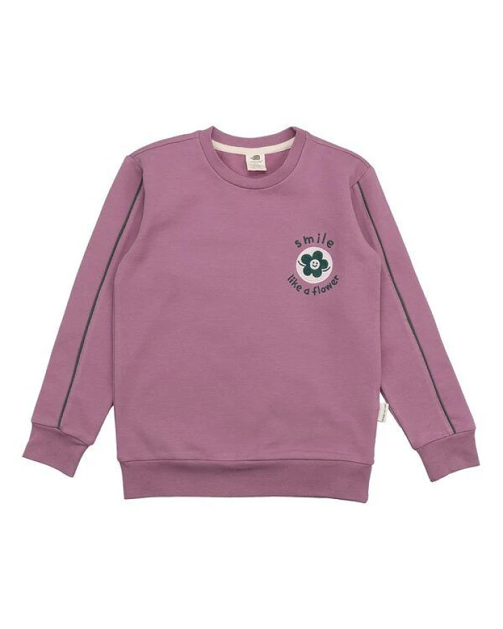 Kinder Sweatshirt GOTS zertifiziert, Bio-Baumwolle, altrosa, „Secret Garden“, weich & bequem, Langarm – Walkiddy
