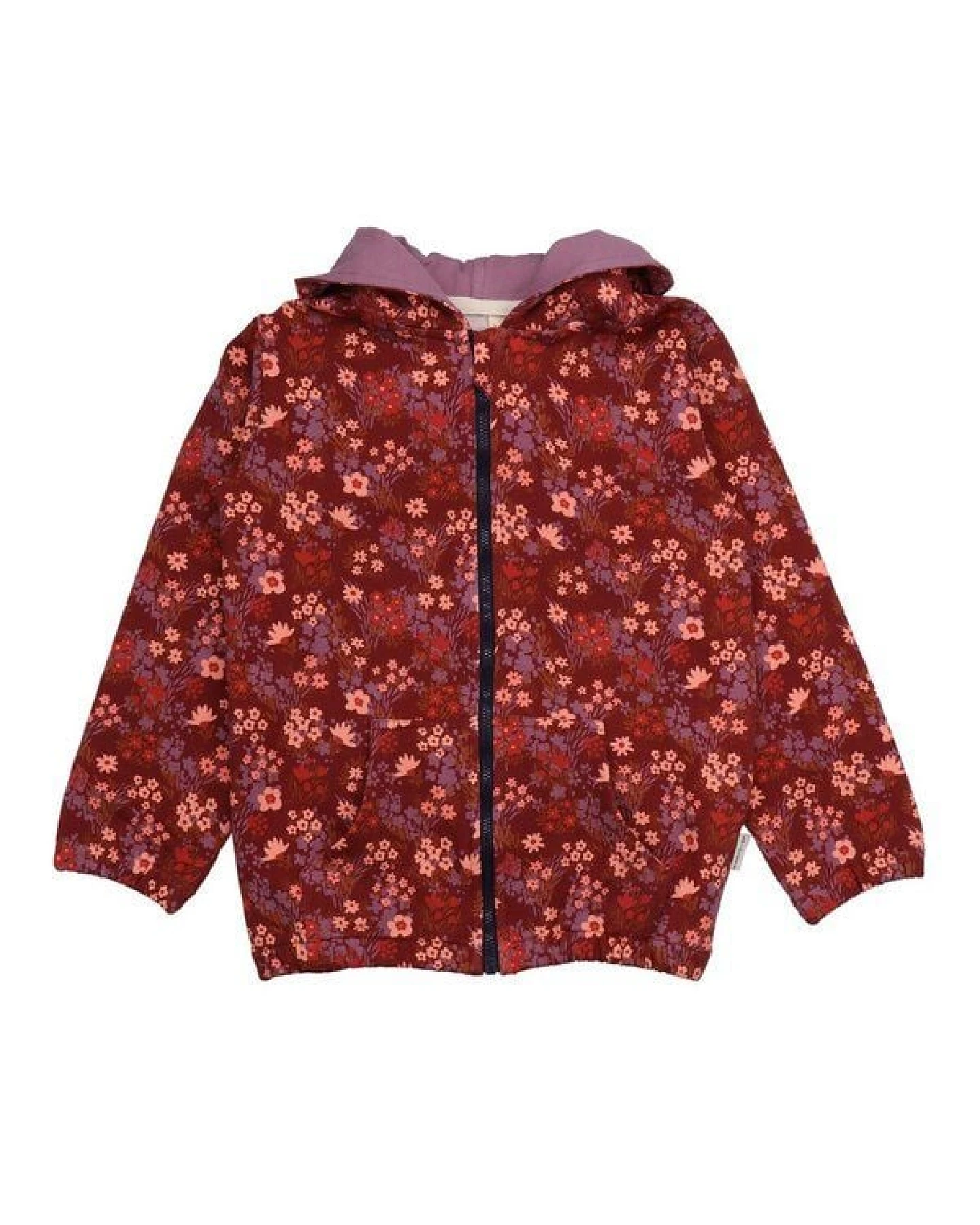 Kinder Sweatjacke Bio-Baumwolle The Secret Garden Walkiddy, GOTS-zertifiziert, weich, vegan, fair produziert, floraler Print mit Kapuze und Reißverschluss – Ansicht 2
