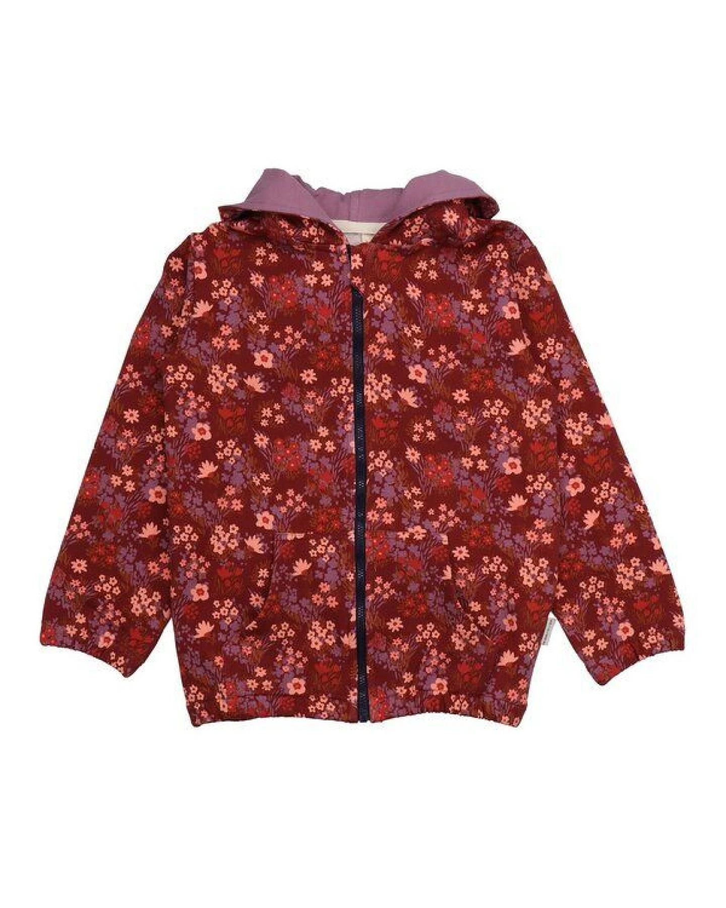 Kinder Sweatjacke Bio-Baumwolle The Secret Garden Walkiddy, GOTS-zertifiziert, weich, vegan, fair produziert, floraler Print mit Kapuze und Reißverschluss – Ansicht 2