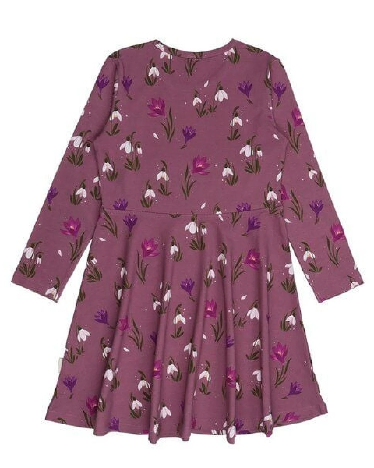 Kinder Kleid Bio-Baumwolle The Snowdrops von Walkiddy, GOTS-zertifiziertes, veganes Blumen-Langarmkleid, weich, hautfreundlich und anschmiegsam für Alltag, Kindergarten, Schule und besondere Anlässe – Ansicht 3