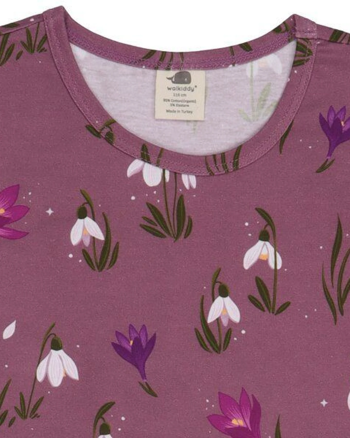 Kinder Kleid Bio-Baumwolle The Snowdrops von Walkiddy, GOTS-zertifiziertes, veganes Blumen-Langarmkleid, weich, hautfreundlich und anschmiegsam für Alltag, Kindergarten, Schule und besondere Anlässe – Ansicht 4