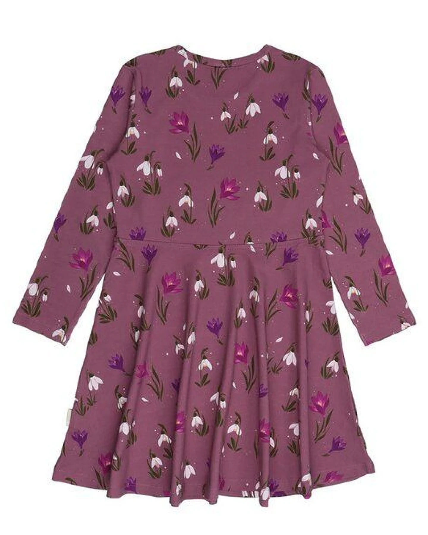 Kinder Kleid Bio-Baumwolle The Snowdrops von Walkiddy, GOTS-zertifiziertes, veganes Blumen-Langarmkleid, weich, hautfreundlich und anschmiegsam für Alltag, Kindergarten, Schule und besondere Anlässe – Ansicht 3