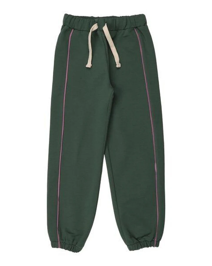Kinder Jogger GOTS zertifiziert, Bio-Baumwolle, dunkelgrün, „Snowdrops“, weich, elastischer Bund – Walkiddy