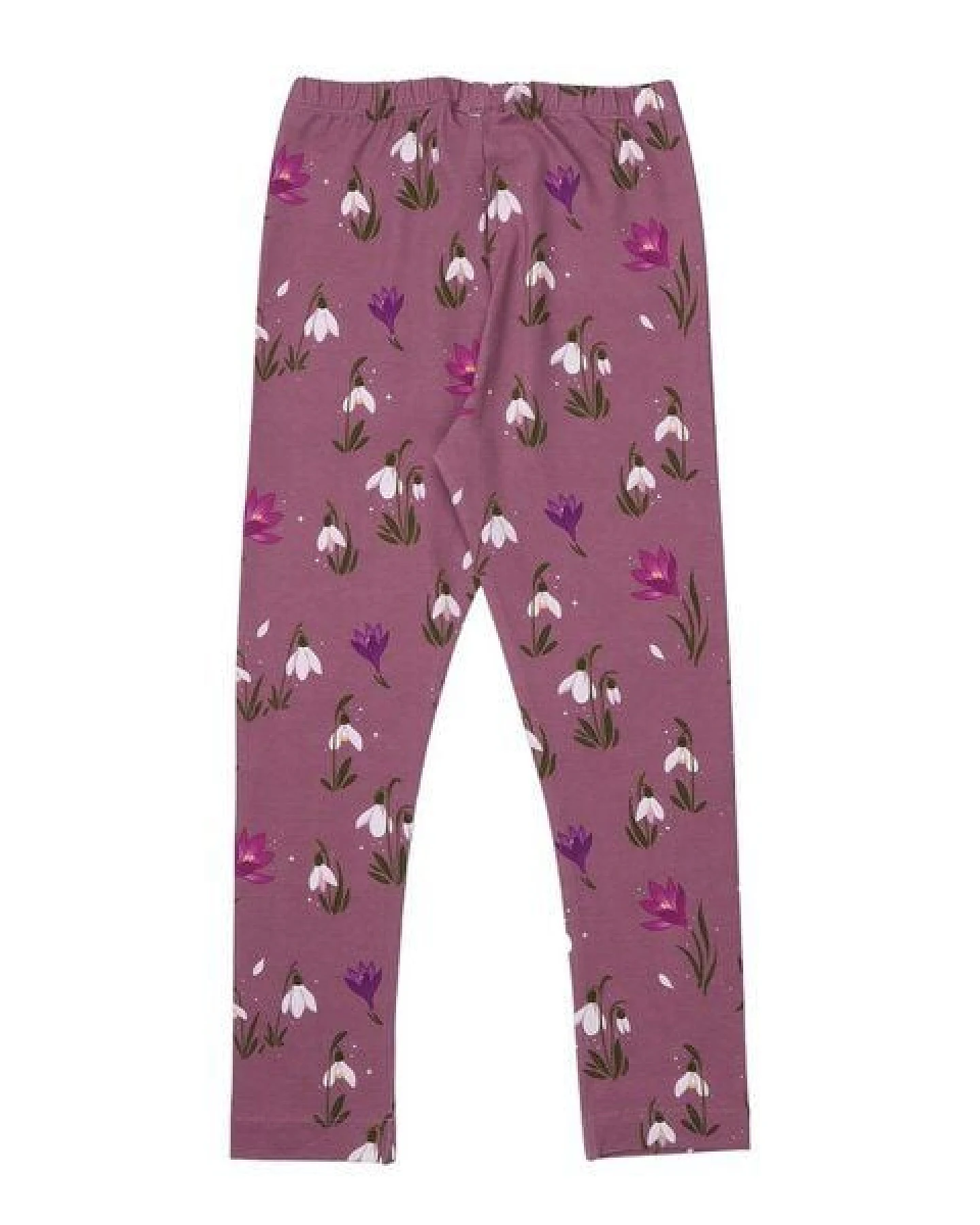 Kinder Leggings Bio-Baumwolle The Snowdrops von Walkiddy, GOTS-zertifizierte, vegane Jersey-Leggings mit Blumenprint, weich, dehnbar und hautfreundlich für Alltag, Kindergarten, Schule und Bewegungsspiele – Ansicht 3
