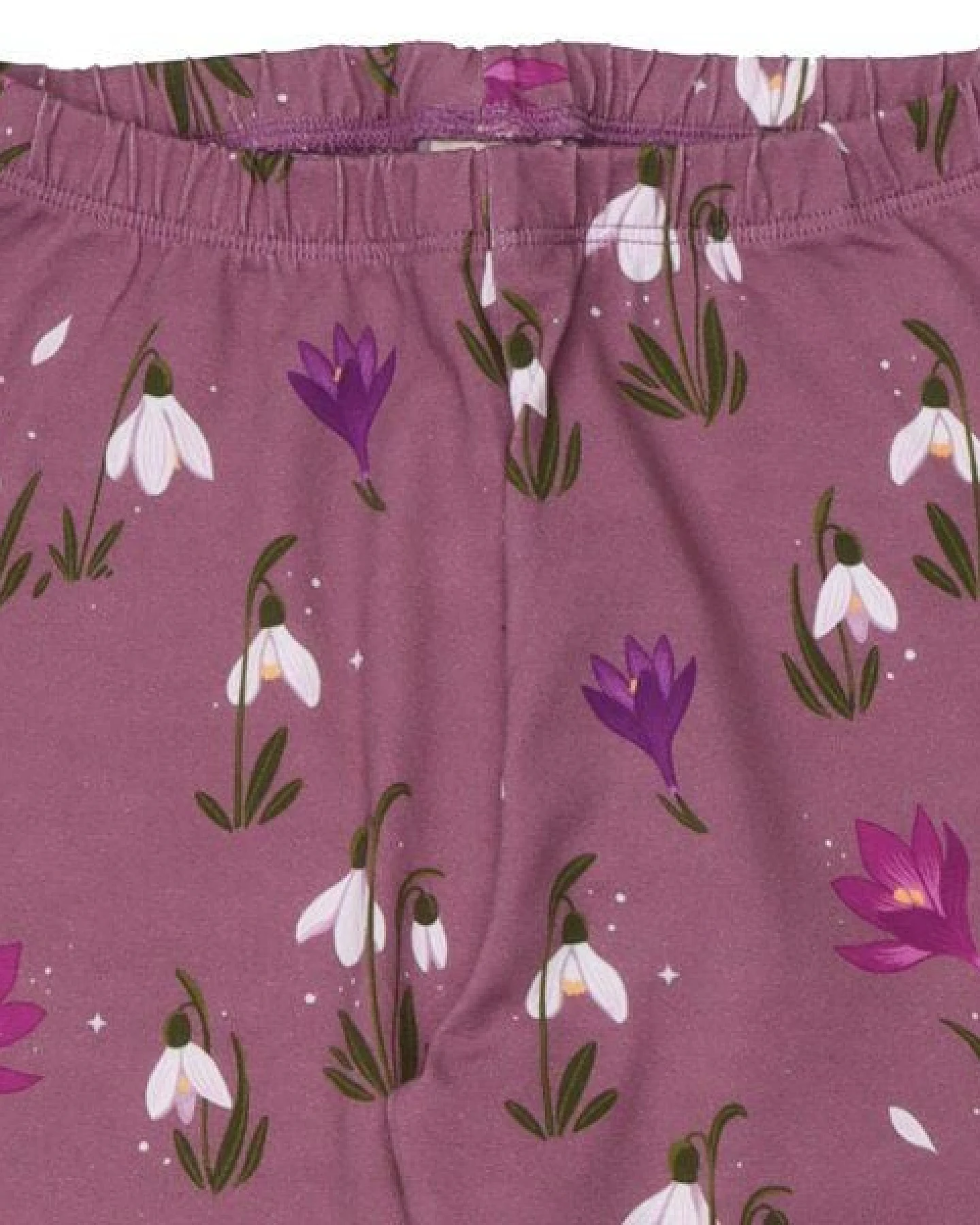 Kinder Leggings Bio-Baumwolle The Snowdrops von Walkiddy, GOTS-zertifizierte, vegane Jersey-Leggings mit Blumenprint, weich, dehnbar und hautfreundlich für Alltag, Kindergarten, Schule und Bewegungsspiele – Ansicht 4