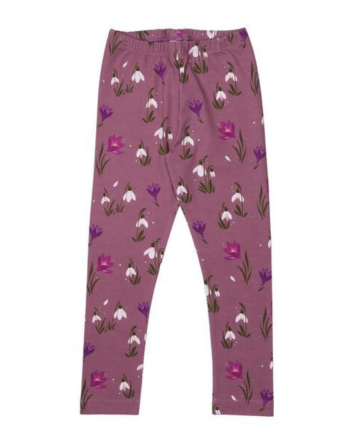 Kinder Leggings Bio-Baumwolle The Snowdrops von Walkiddy, GOTS-zertifizierte, vegane Jersey-Leggings mit Blumenprint, weich, dehnbar und hautfreundlich für Alltag, Kindergarten, Schule und Bewegungsspiele – Ansicht 2