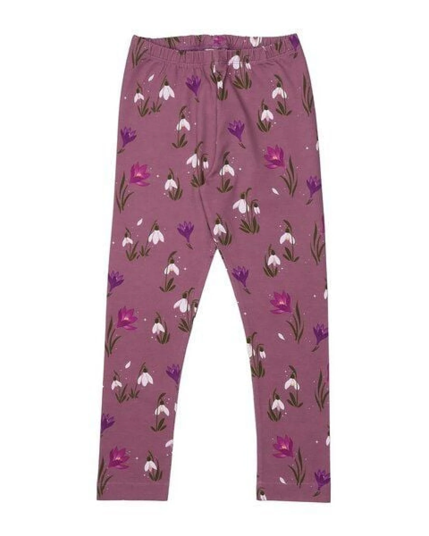 Kinder Leggings Bio-Baumwolle The Snowdrops von Walkiddy, GOTS-zertifizierte, vegane Jersey-Leggings mit Blumenprint, weich, dehnbar und hautfreundlich für Alltag, Kindergarten, Schule und Bewegungsspiele – Ansicht 2