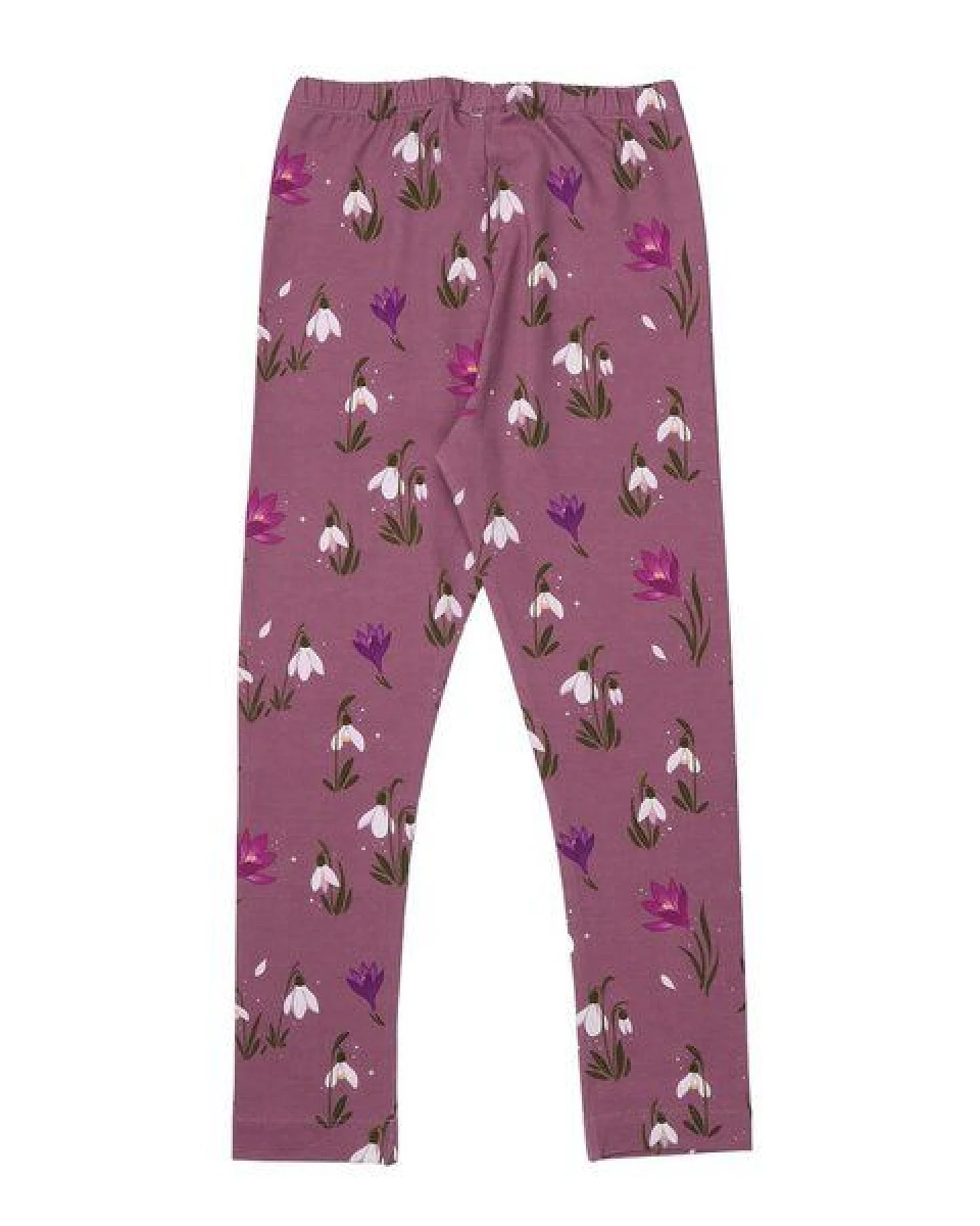 Kinder Leggings Bio-Baumwolle The Snowdrops von Walkiddy, GOTS-zertifizierte, vegane Jersey-Leggings mit Blumenprint, weich, dehnbar und hautfreundlich für Alltag, Kindergarten, Schule und Bewegungsspiele – Ansicht 3