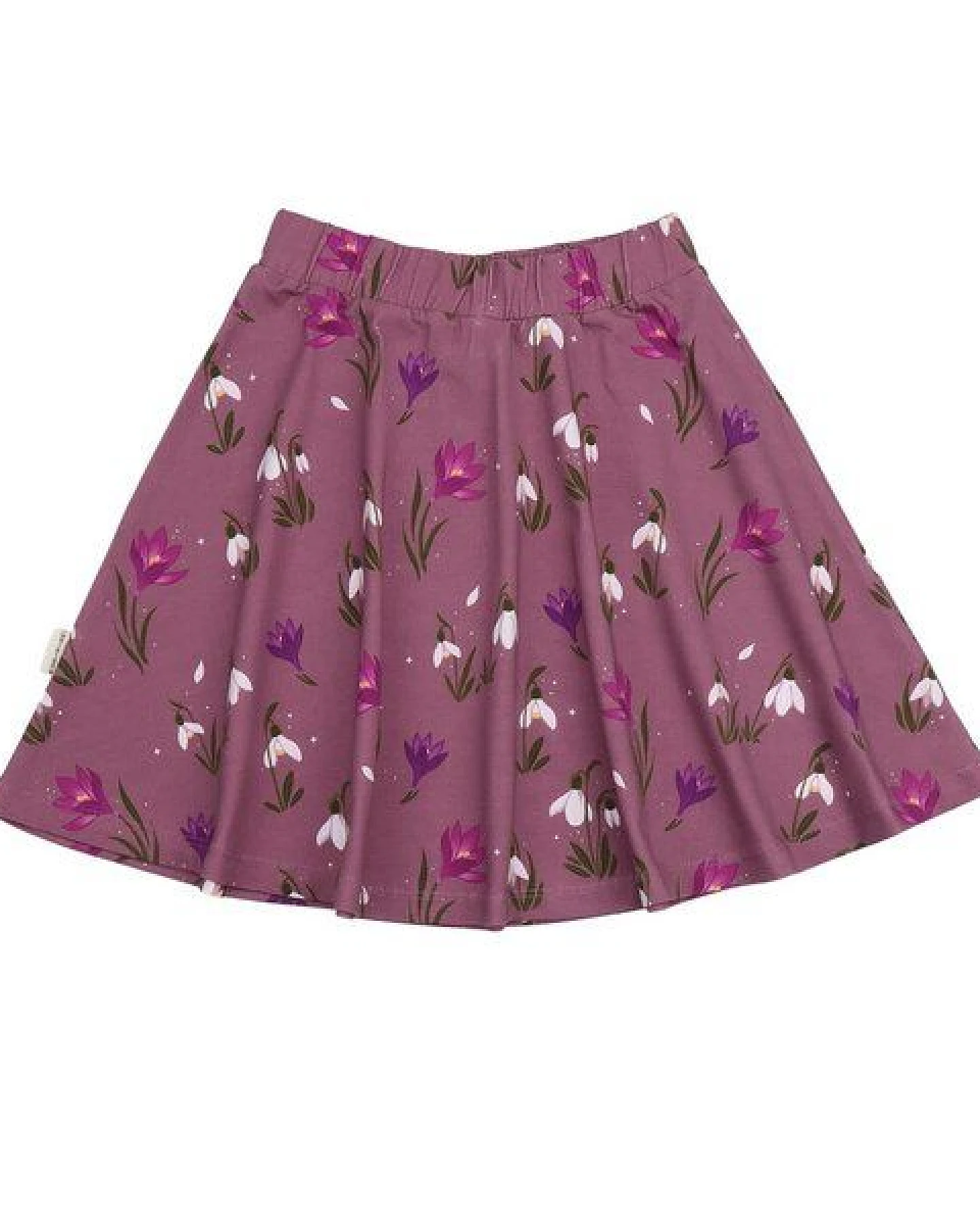 Kinder Rock Bio-Baumwolle The Snowdrops von Walkiddy, GOTS-zertifizierter, veganer Jerseyrock mit Blumenprint, schwingend, bequem und hautfreundlich für Alltag, Kindergarten, Schule und festliche Anlässe – Ansicht 2