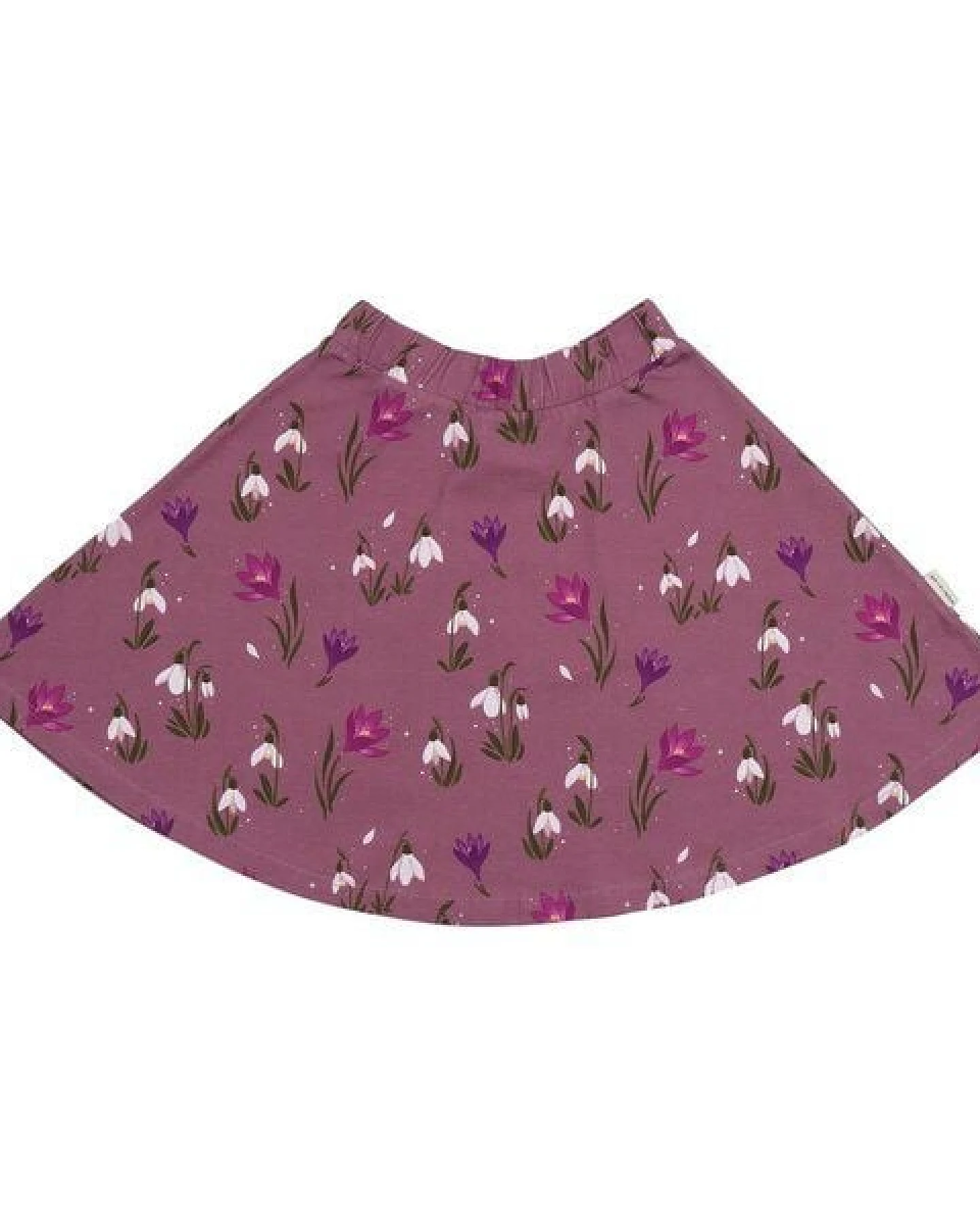 Kinder Rock Bio-Baumwolle The Snowdrops von Walkiddy, GOTS-zertifizierter, veganer Jerseyrock mit Blumenprint, schwingend, bequem und hautfreundlich für Alltag, Kindergarten, Schule und festliche Anlässe – Ansicht 3