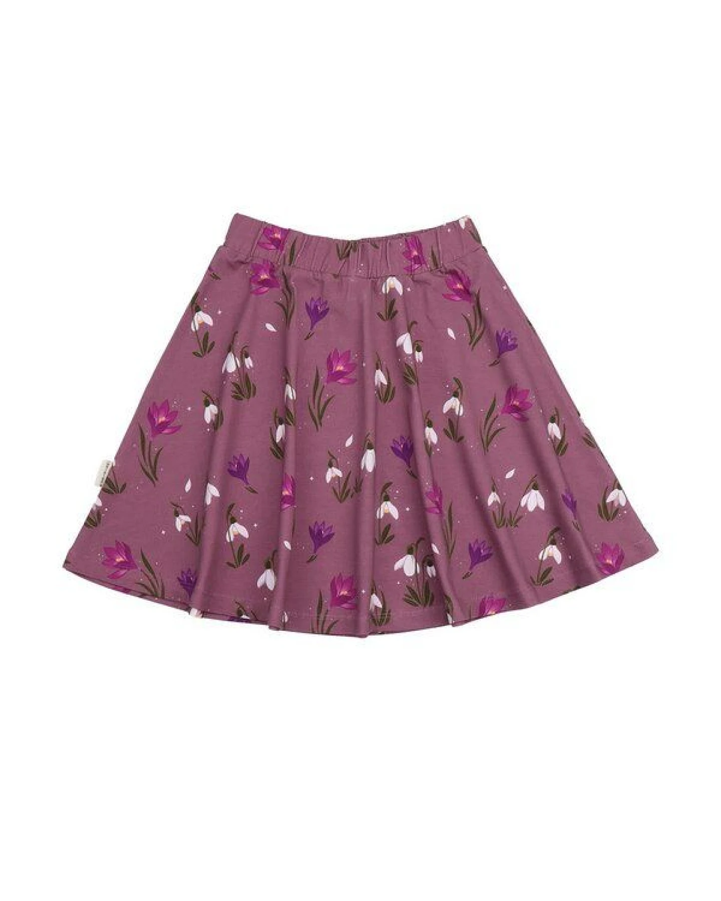 Kinder Rock Bio-Baumwolle The Snowdrops von Walkiddy, GOTS-zertifizierter, veganer Jerseyrock mit Blumenprint, schwingend, bequem und hautfreundlich für Alltag, Kindergarten, Schule und festliche Anlässe – Ansicht 2