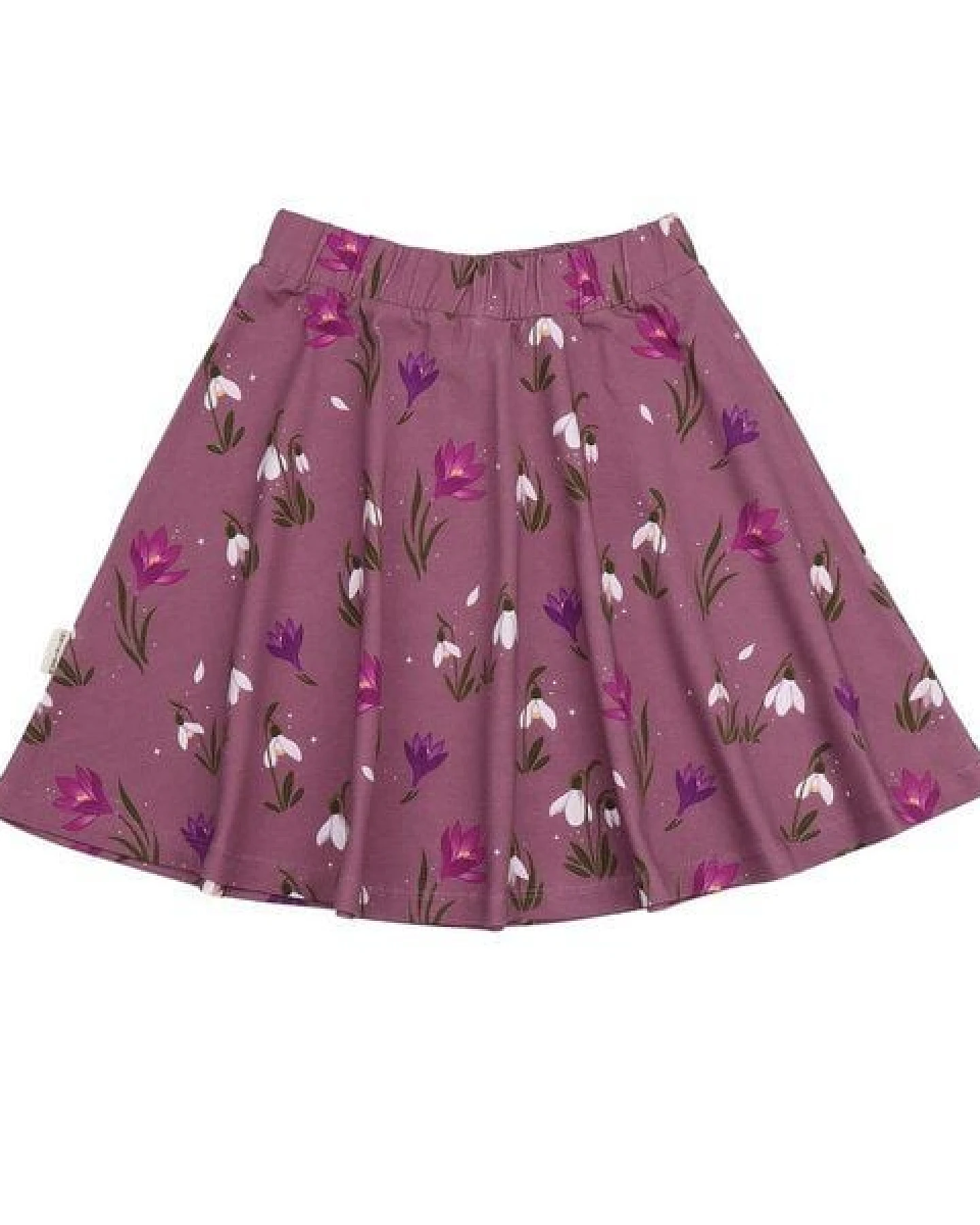 Kinder Rock Bio-Baumwolle The Snowdrops von Walkiddy, GOTS-zertifizierter, veganer Jerseyrock mit Blumenprint, schwingend, bequem und hautfreundlich für Alltag, Kindergarten, Schule und festliche Anlässe – Ansicht 2