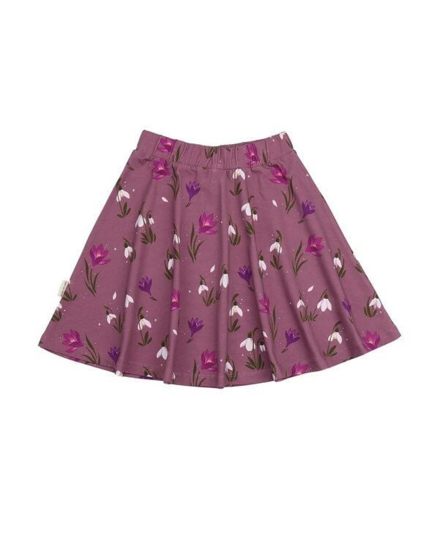 Kinder Rock Bio-Baumwolle The Snowdrops von Walkiddy, GOTS-zertifizierter, veganer Jerseyrock mit Blumenprint, schwingend, bequem und hautfreundlich für Alltag, Kindergarten, Schule und festliche Anlässe – Ansicht 2