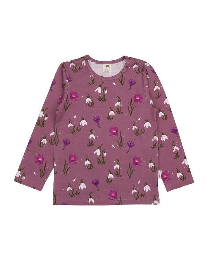 Kinder Langarmshirt The Snowdrops Bio-Baumwolle – GOTS-zertifiziertes Walkiddy Shirt mit Blumen-Print, weich, sanft & perfekt für jede Jahreszeit