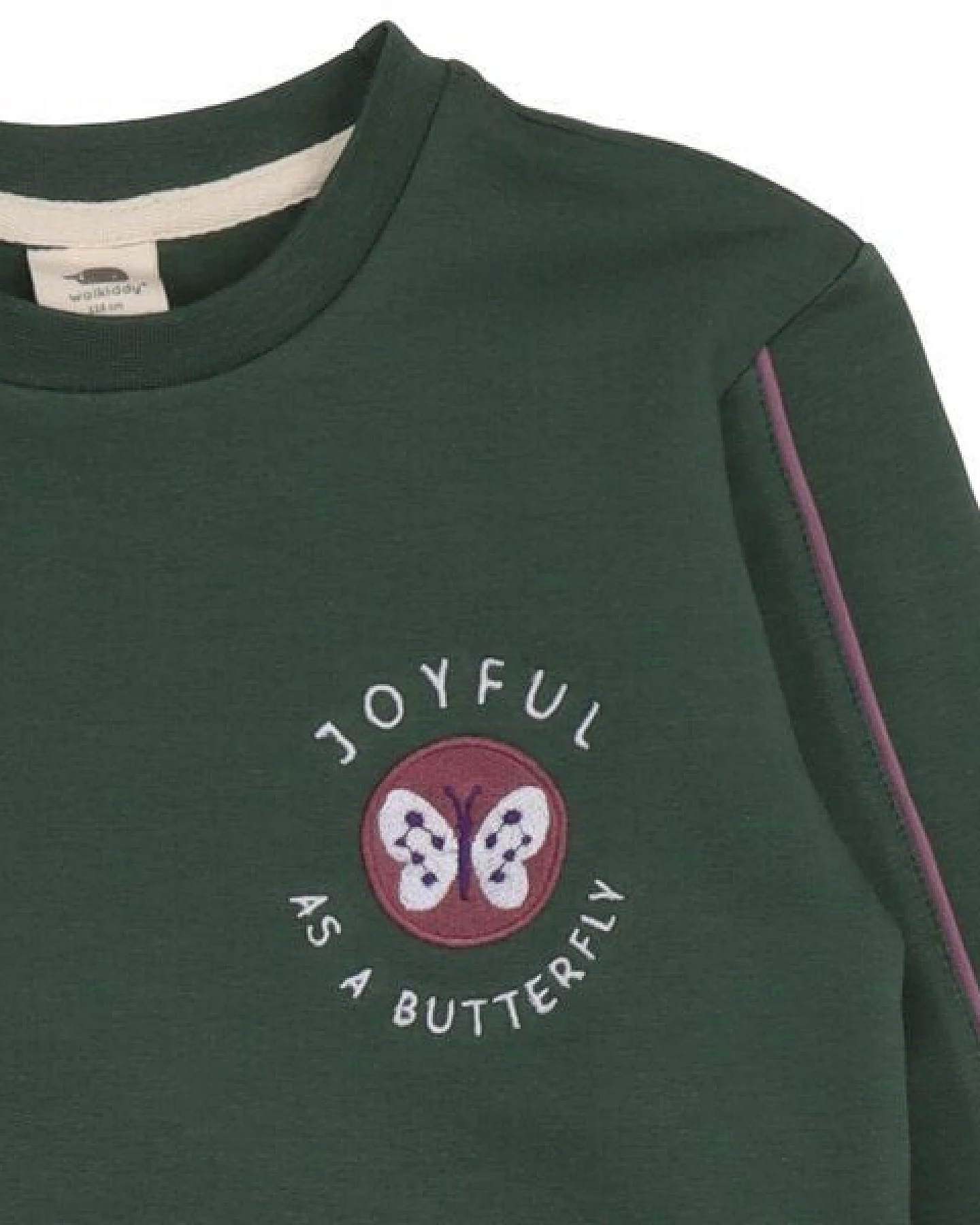 Kinder Sweatshirt Bio-Baumwolle, Dunkelgrün, Brust-Emblem, Walkiddy – Ansicht 3