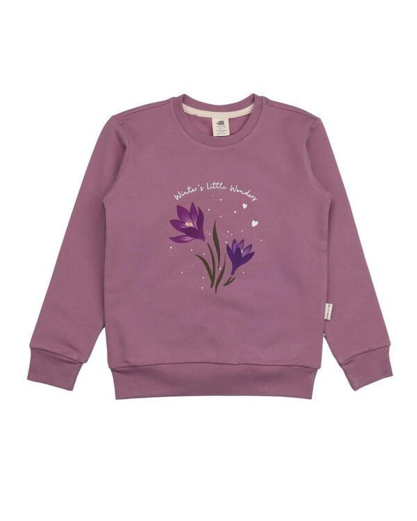 Kinder Sweatshirt GOTS zertifiziert, Bio-Baumwolle, altrosa, „Snowdrops“, Blumen-Print, weich & bequem – Walkiddy – Ansicht 2