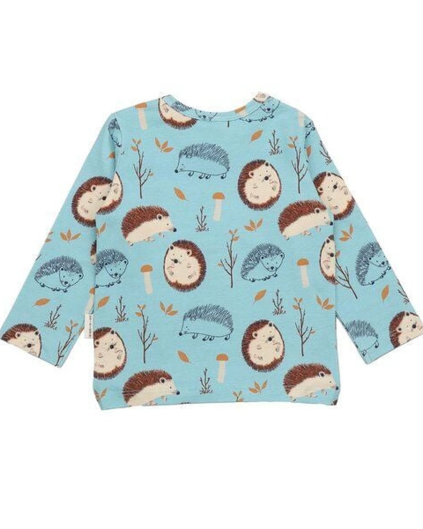 Baby Langarmshirt GOTS zertifiziert, Bio-Baumwolle, hellblau, Igel-Muster „Tiny Hedgehogs“, weich – Walkiddy – Ansicht 3