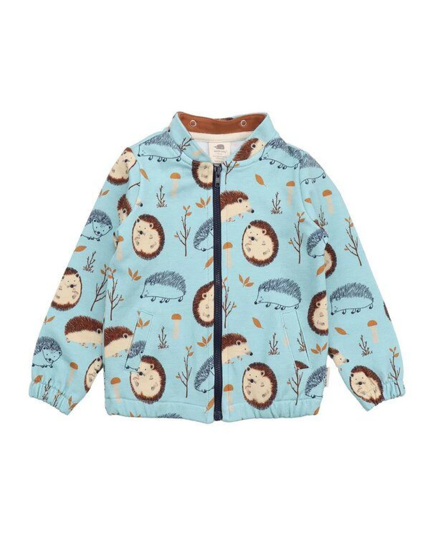 Kinder Sweatjacke – Reißverschluss & Kapuze, Hellblau mit Igelmotiv, bequem, alltagstauglich – Ansicht 3