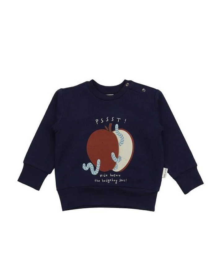 Baby Sweatshirt GOTS-zertifiziert aus Bio-Baumwolle dunkelblau mit Igel-Motiv – Walkiddy