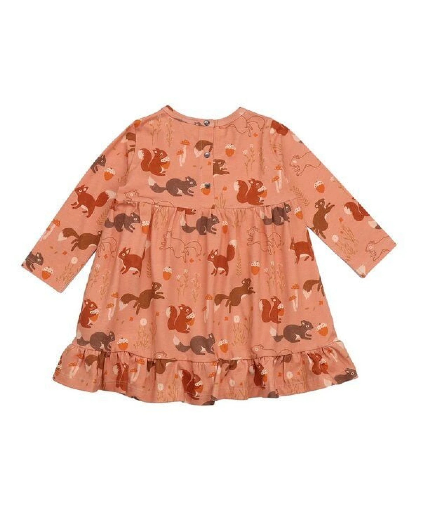 Kinder Kleid – Altrosa mit Eichhörnchenmotiv, langärmelig, weich & bequem, locker fallend, alltagstauglich – Ansicht 4