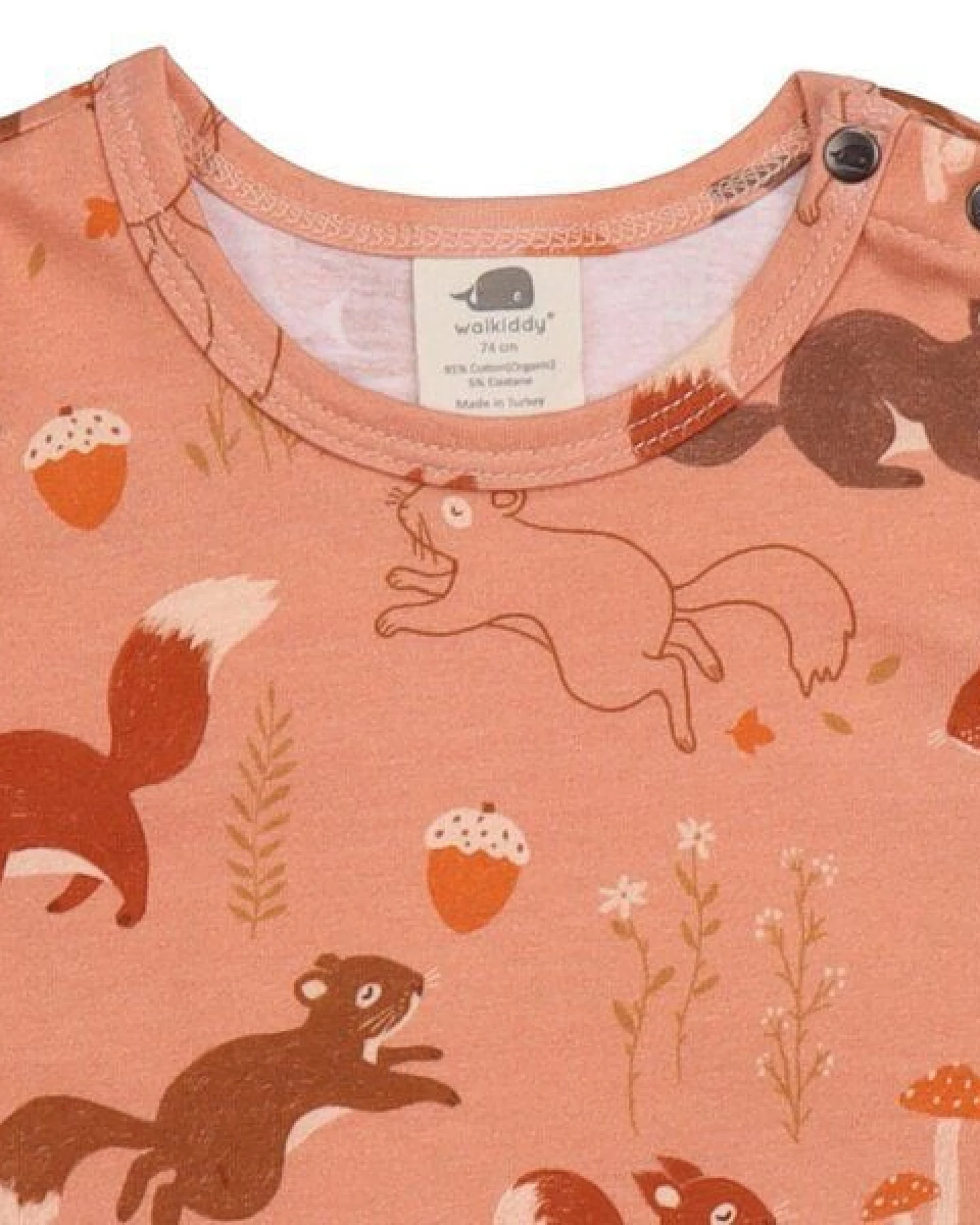 Kinder Langarmshirt GOTS-zertifiziert aus Bio-Baumwolle terrakotta mit Eichhörnchen-Muster – Walkiddy – Ansicht 4