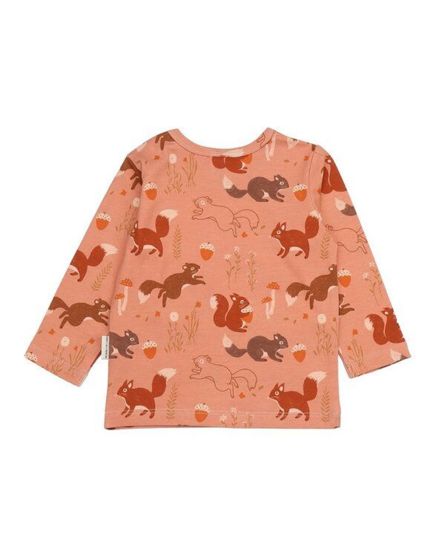 Kinder Langarmshirt GOTS-zertifiziert aus Bio-Baumwolle terrakotta mit Eichhörnchen-Muster – Walkiddy – Ansicht 3