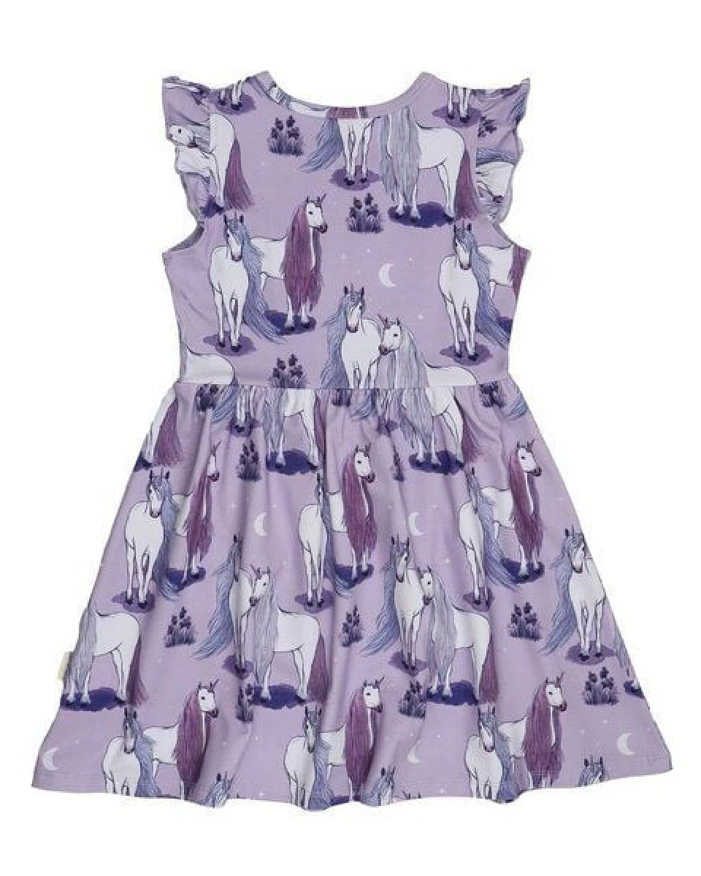 Kinder Kleid GOTS-zertifiziert aus Bio-Baumwolle lila mit Einhorn-Muster – Walkiddy – Ansicht 4