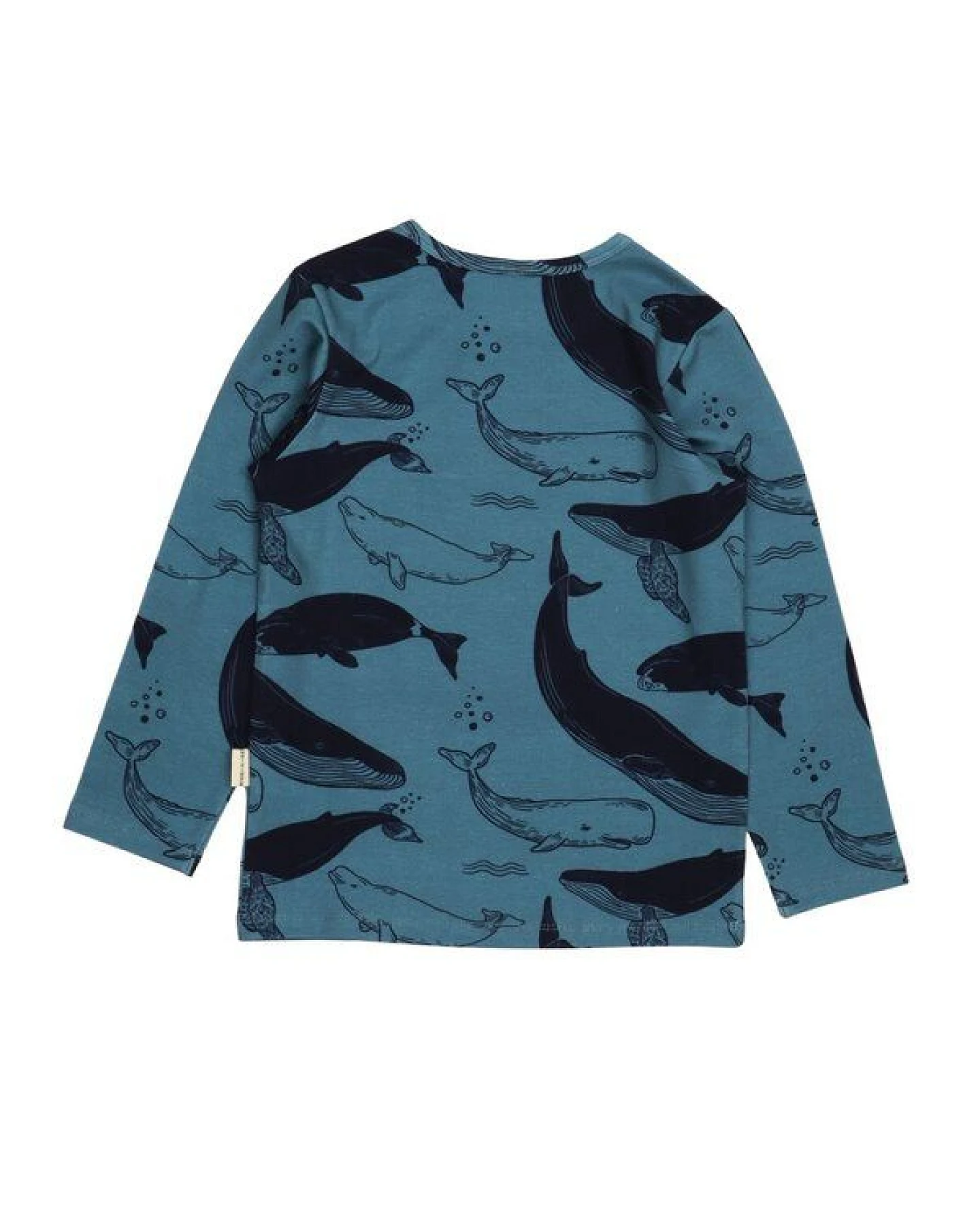 Langarmshirt Kinder Bio-Baumwolle Whale Friends blau GOTS zertifiziert weiches Walkiddy Jerseyshirt mit Walen Motiv hautfreundlich vegan nachhaltige Kinder Mode für Alltag Kita Strand – Ansicht 4