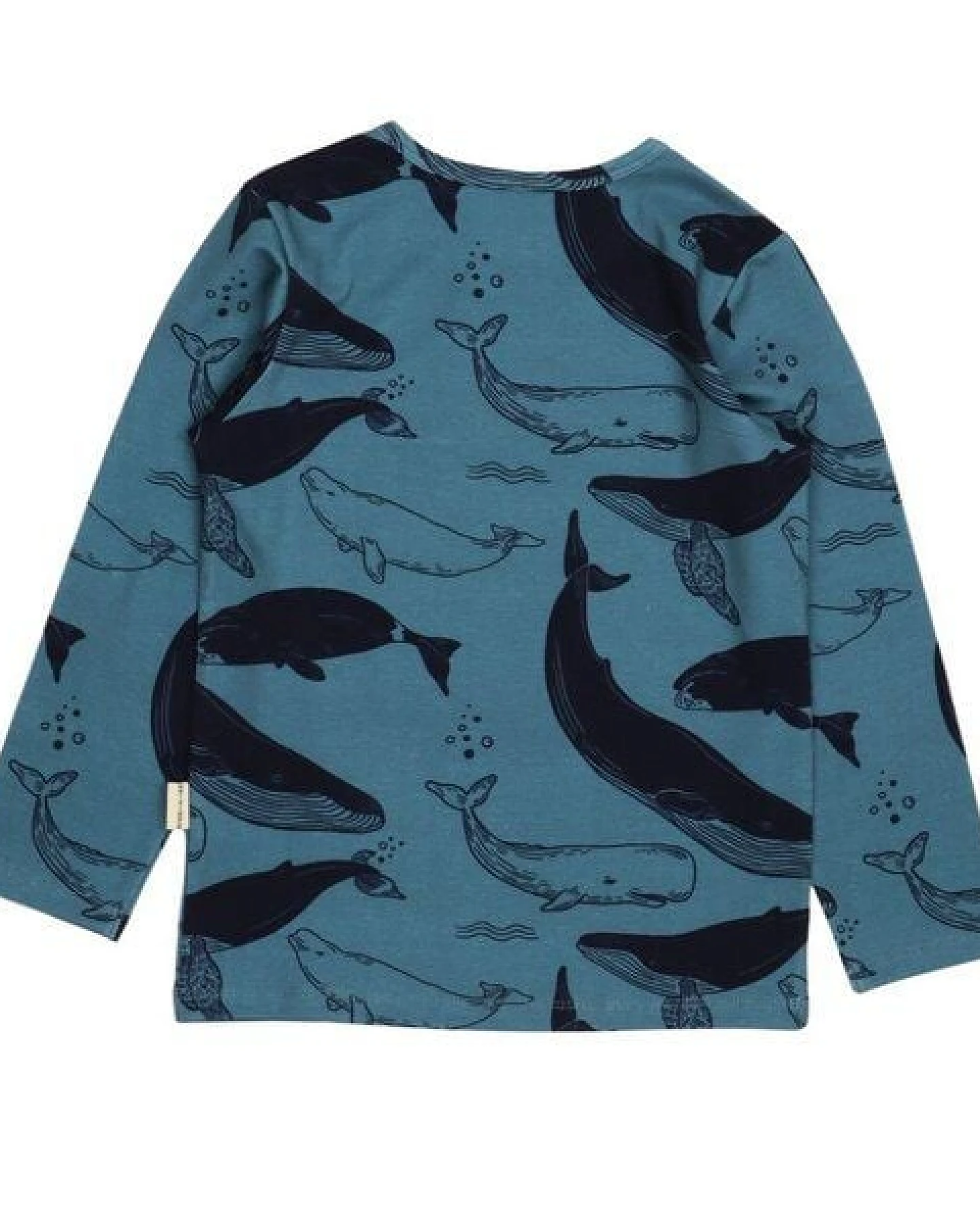 Langarmshirt Kinder Bio-Baumwolle Whale Friends blau GOTS zertifiziert weiches Walkiddy Jerseyshirt mit Walen Motiv hautfreundlich vegan nachhaltige Kinder Mode für Alltag Kita Strand – Ansicht 4