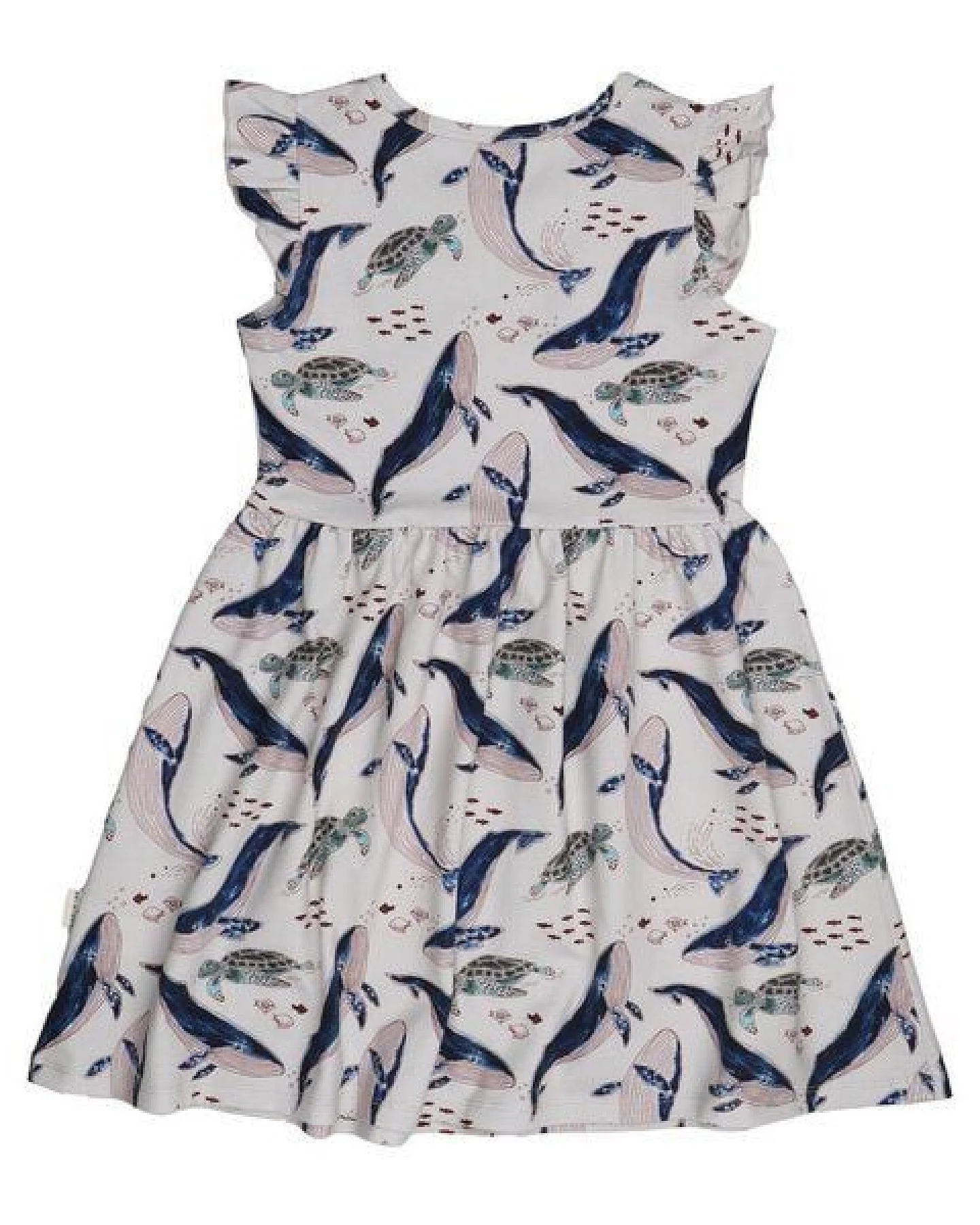 Kinder Kleid GOTS-zertifiziert aus Bio-Baumwolle, Wal- und Meeresschildkröten-Print, ärmellos, leicht – Walkiddy, maritim, weich & nachhaltig – Ansicht 4