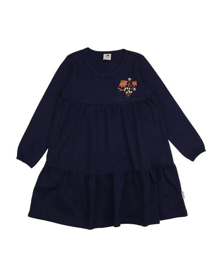 Kinder Kleid – Dunkelblau, Langarm, locker fallend, bequem, vielseitig kombinierbar