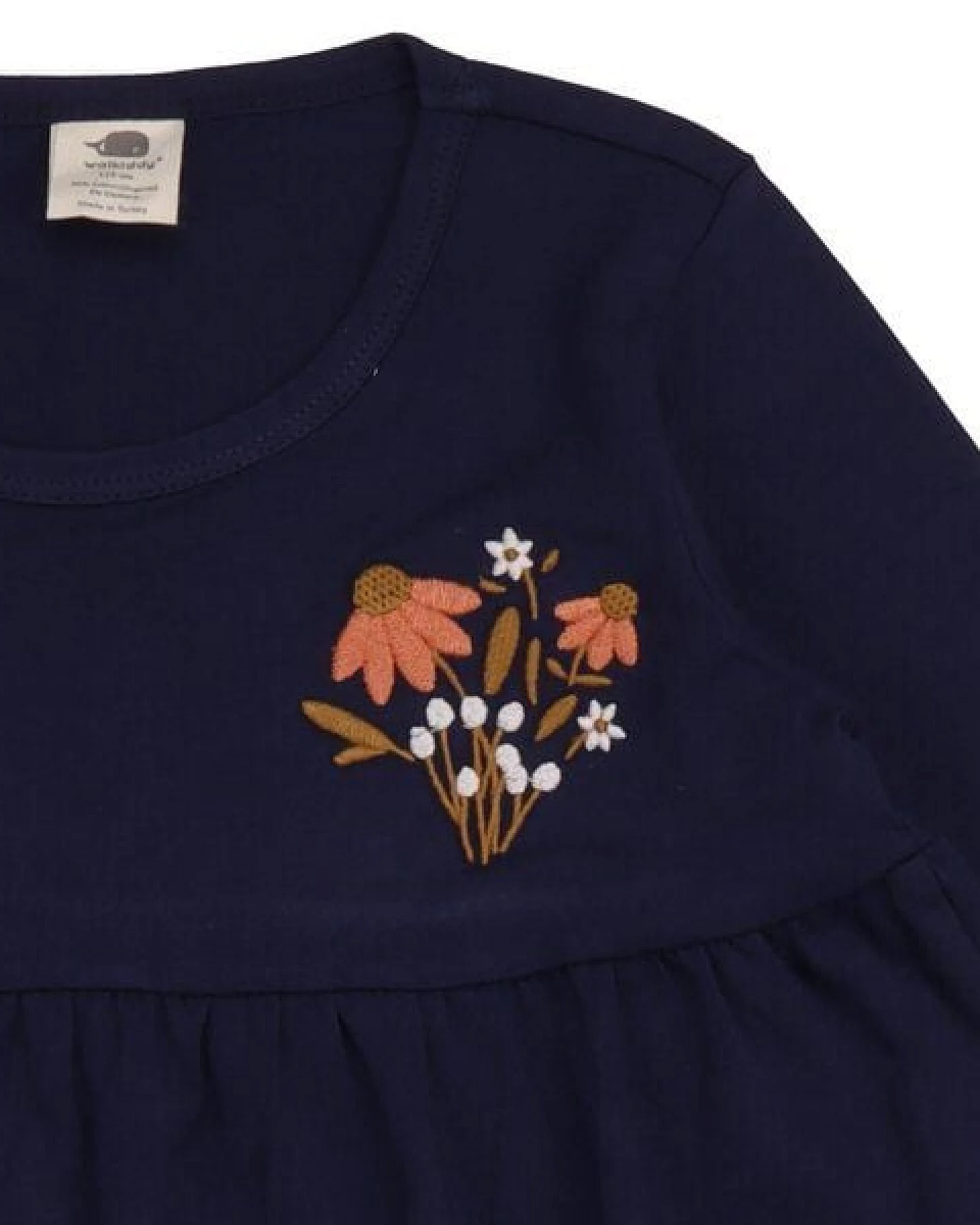 Kinder Kleid – Dunkelblau, Langarm, locker fallend, bequem, vielseitig kombinierbar – Ansicht 3