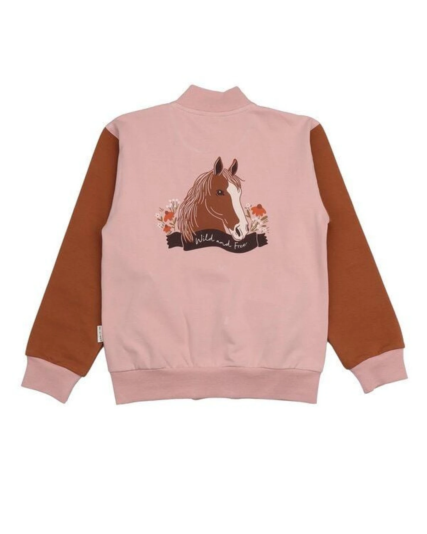 Kinder Bomberjacke GOTS-zertifiziert aus Bio-Baumwolle, Wind’s Path, rosa mit braunen Ärmeln, weich, alltagstauglich – Walkiddy – Ansicht 3