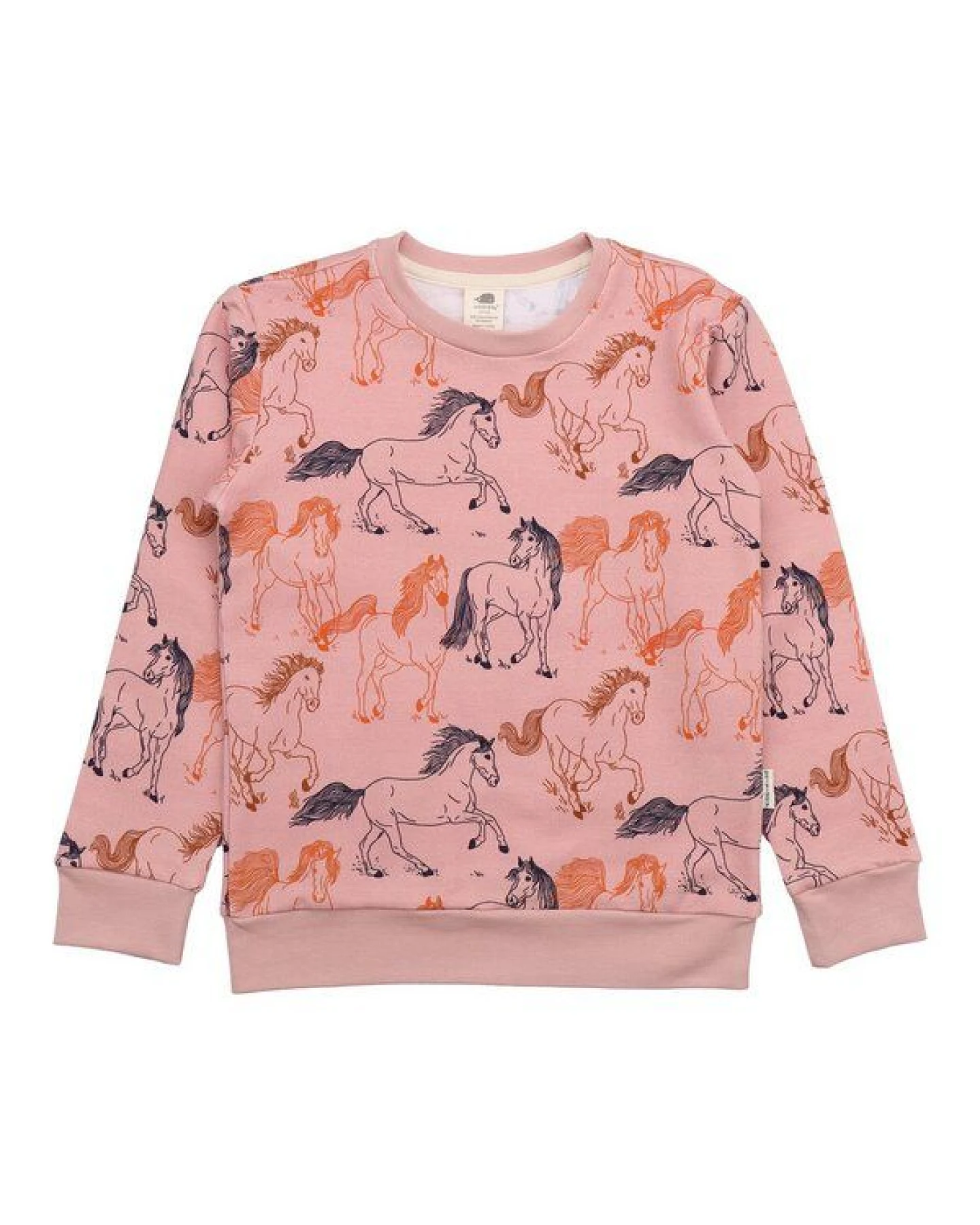 Sweatshirt Rosa Pferde-Allover Bio-Baumwolle GOTS – Walkiddy – Ansicht 3