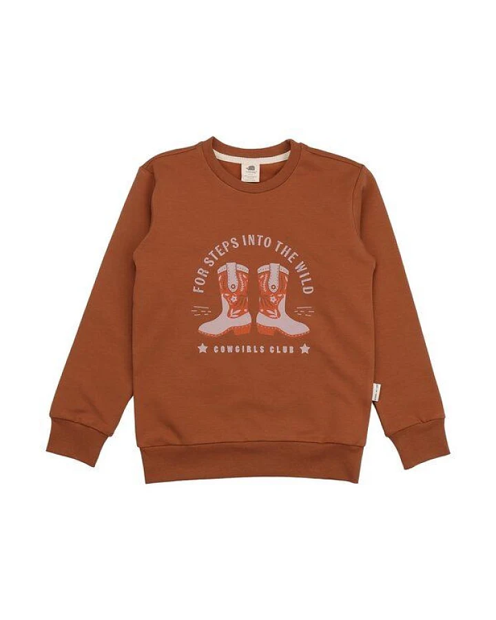 Kinder Sweatshirt – Braun mit Frontmotiv, weich & bequem