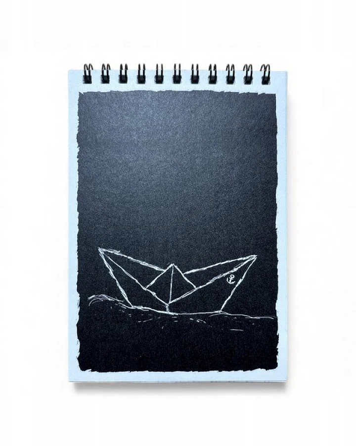 ilovemixapes Paperboat 2.0 Notizblock DIN A6 – Recyclingpapier, 50 Blatt, maritimes Design