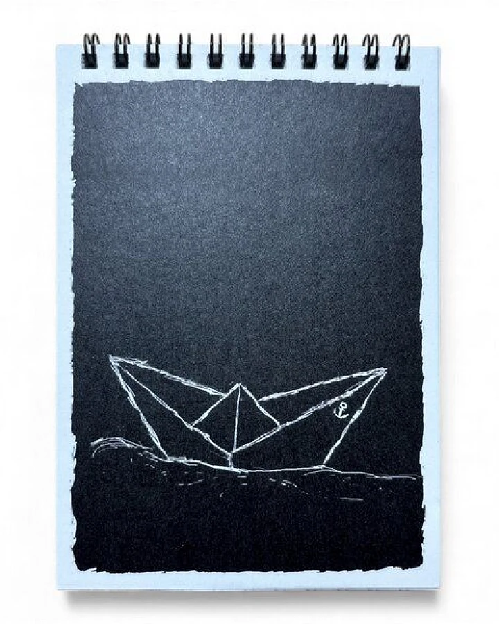ilovemixapes Paperboat 2.0 Notizblock DIN A6 – Recyclingpapier, 50 Blatt, maritimes Design